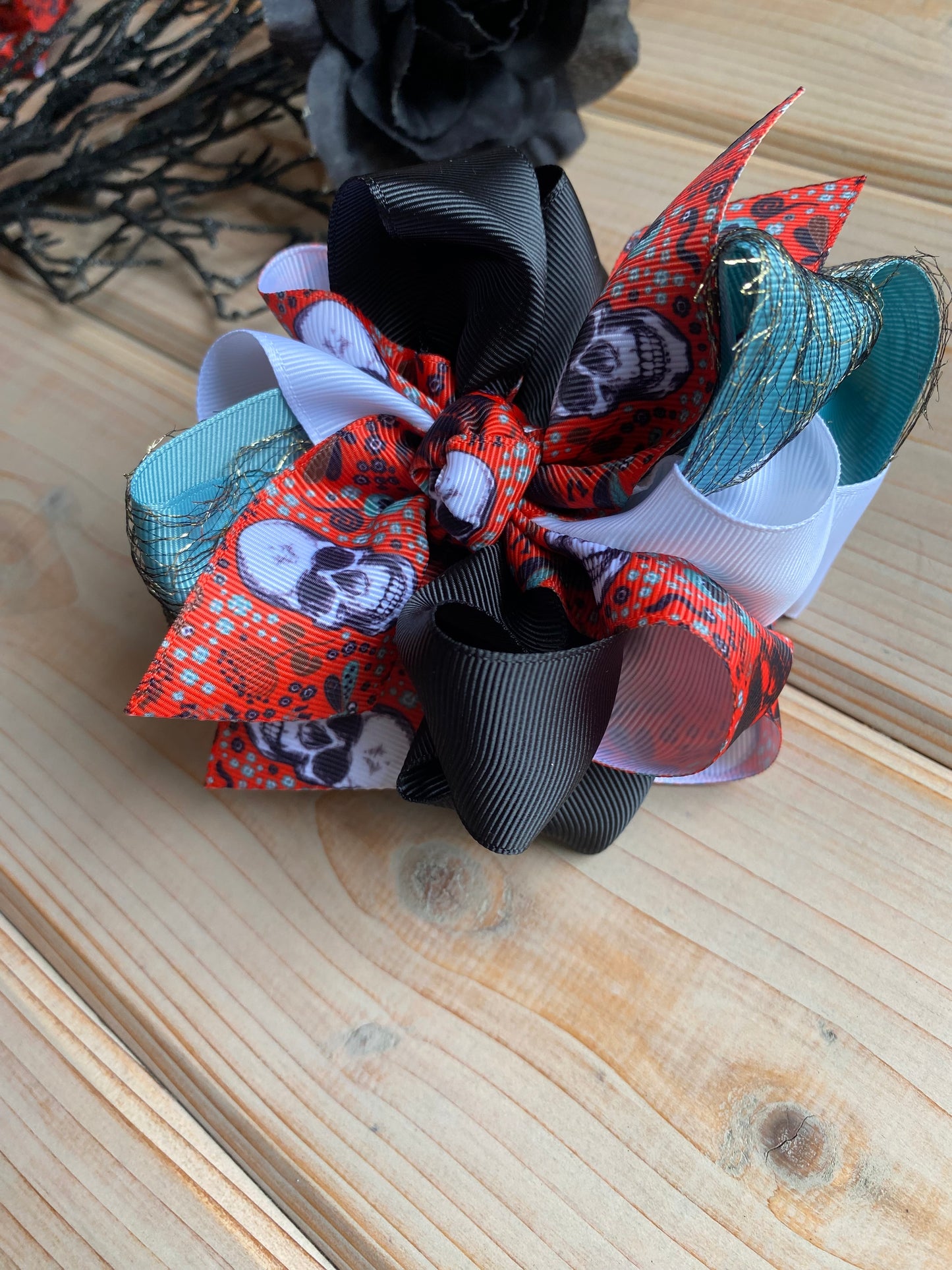 Skulls Multicolor Hair Bows - LilaReneeCreations