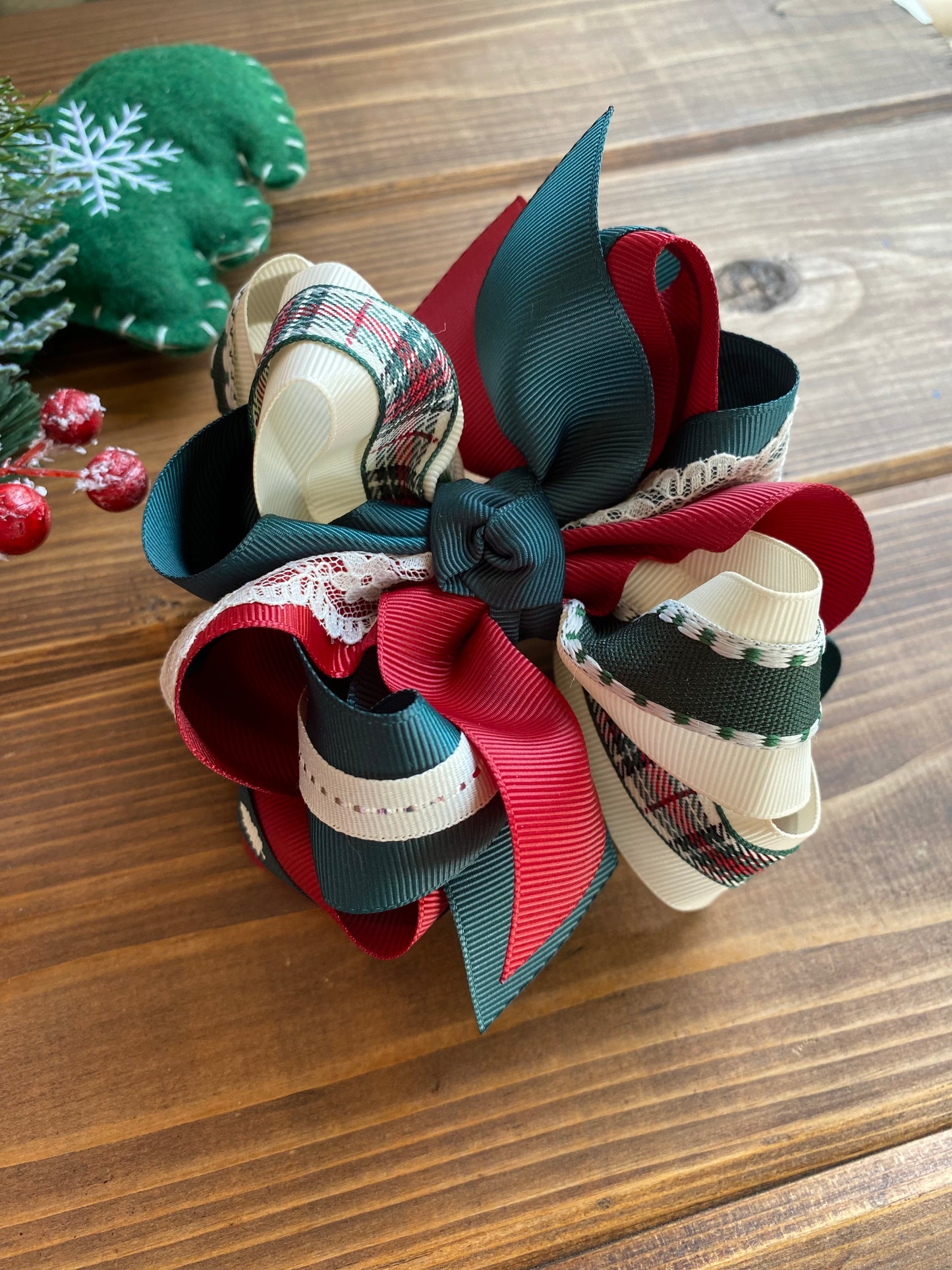 Vintage Holiday OTT Multi Hair Bow - LilaReneeCreations