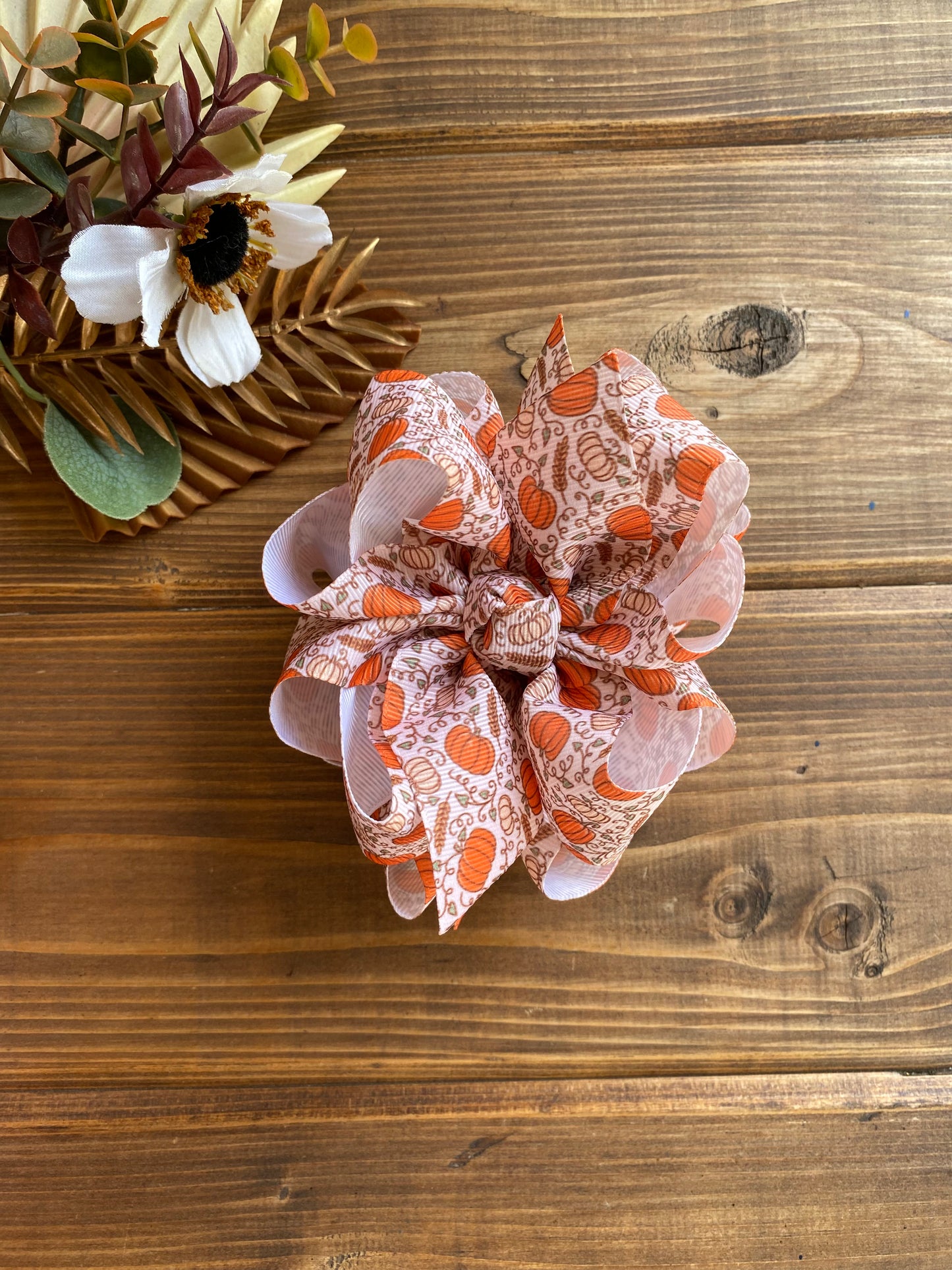 Pumpkin Spice Hair Bow - LilaReneeCreations