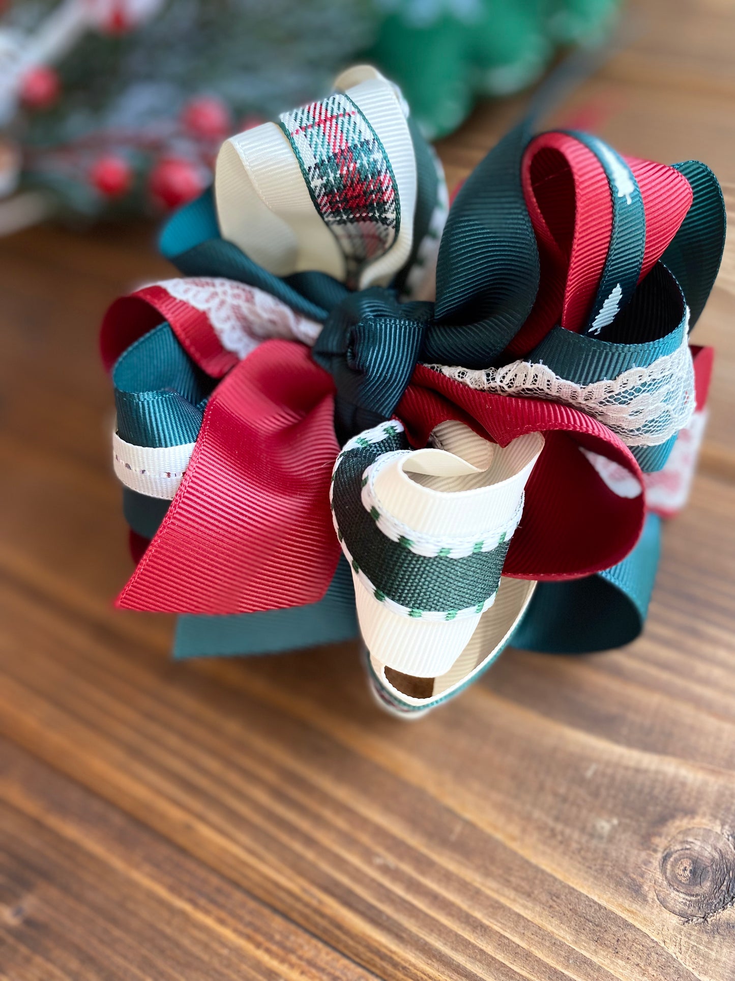 Vintage Holiday OTT Multi Hair Bow - LilaReneeCreations