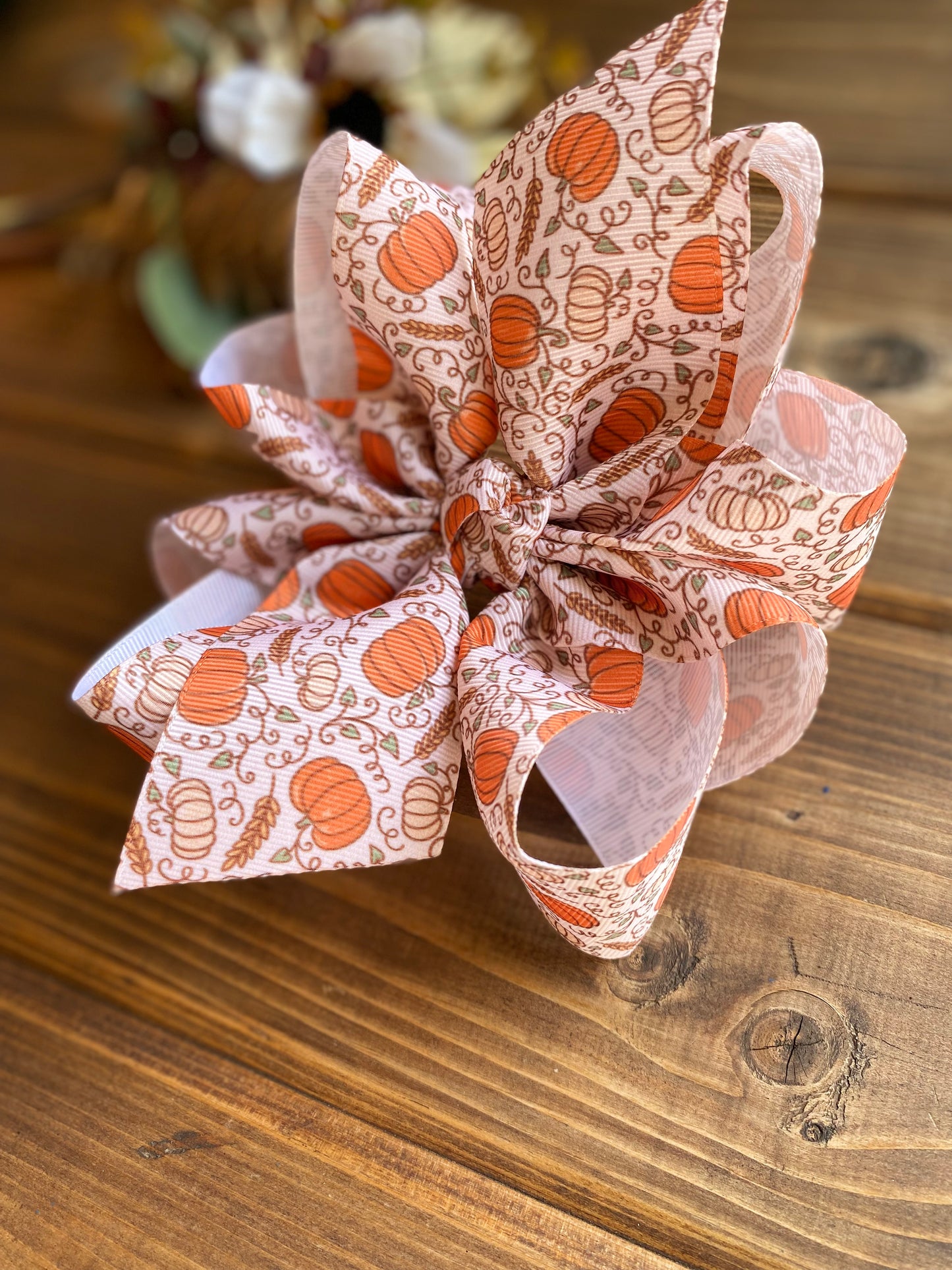 • XL • Pumpkin Spice Hair Bows - LilaReneeCreations