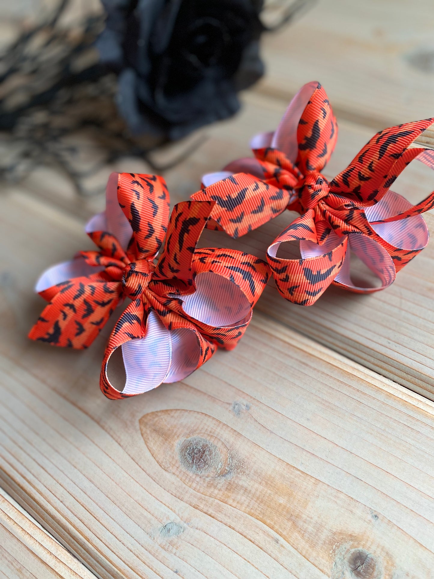 Lil Ann Batty Stripes Hair Bows - LilaReneeCreations