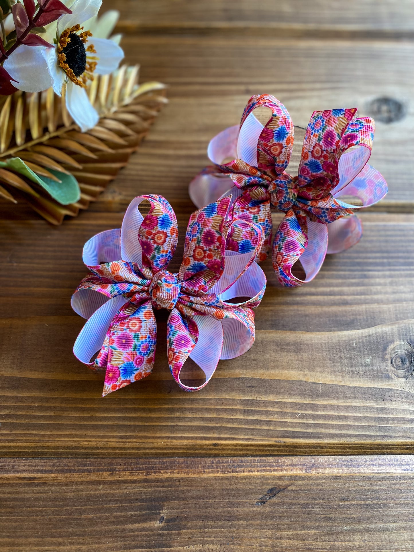 •lil ann • Tan Fall Bloom Hair Bows - LilaReneeCreations