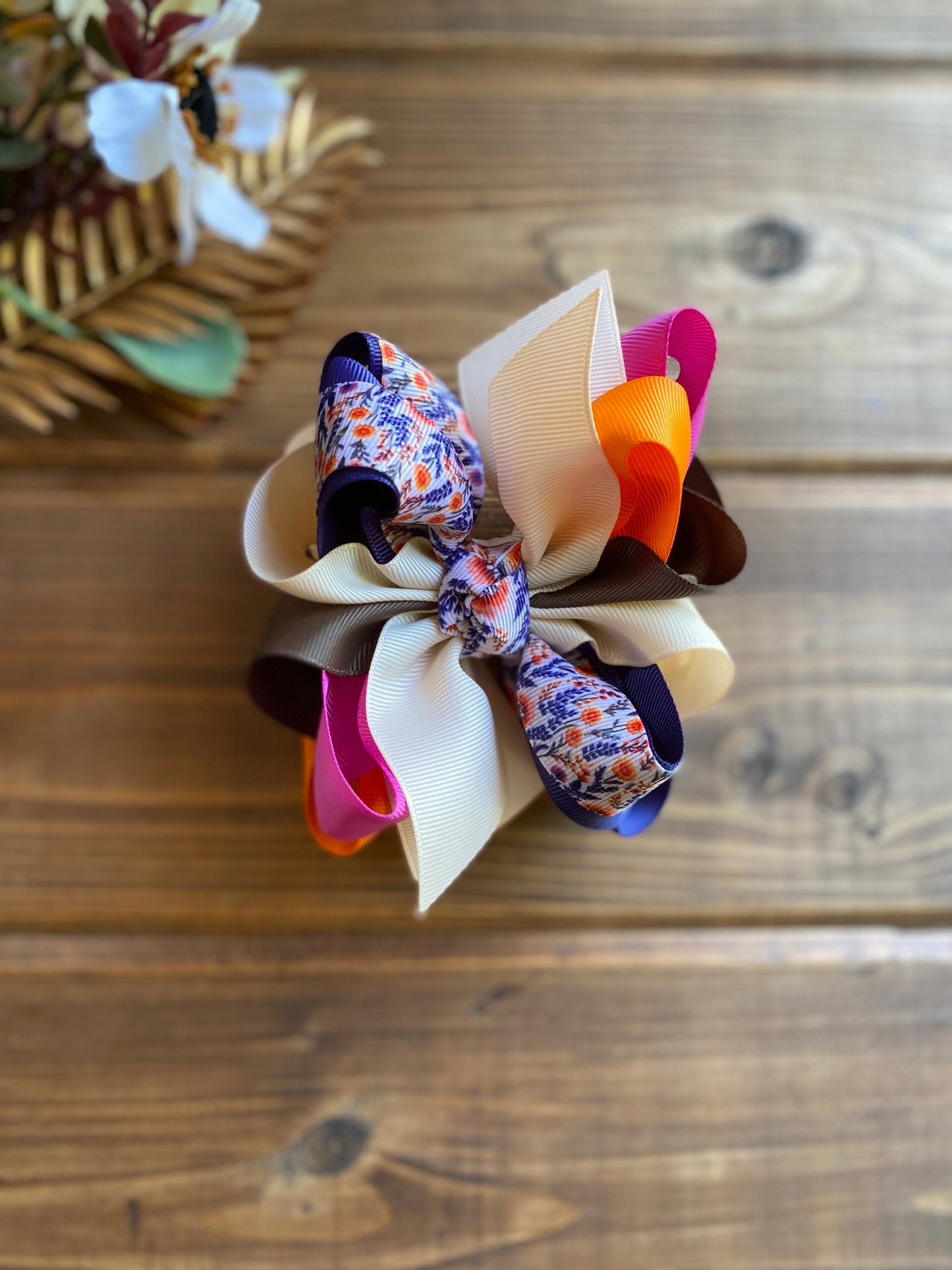 Nude Fall Bloom Multi Hairs Bows - LilaReneeCreations