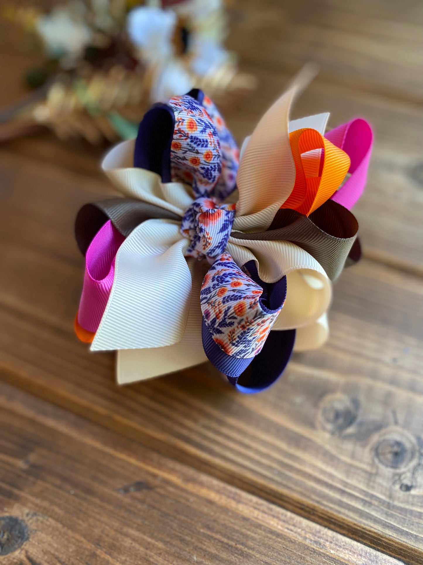 Nude Fall Bloom Multi Hairs Bows - LilaReneeCreations