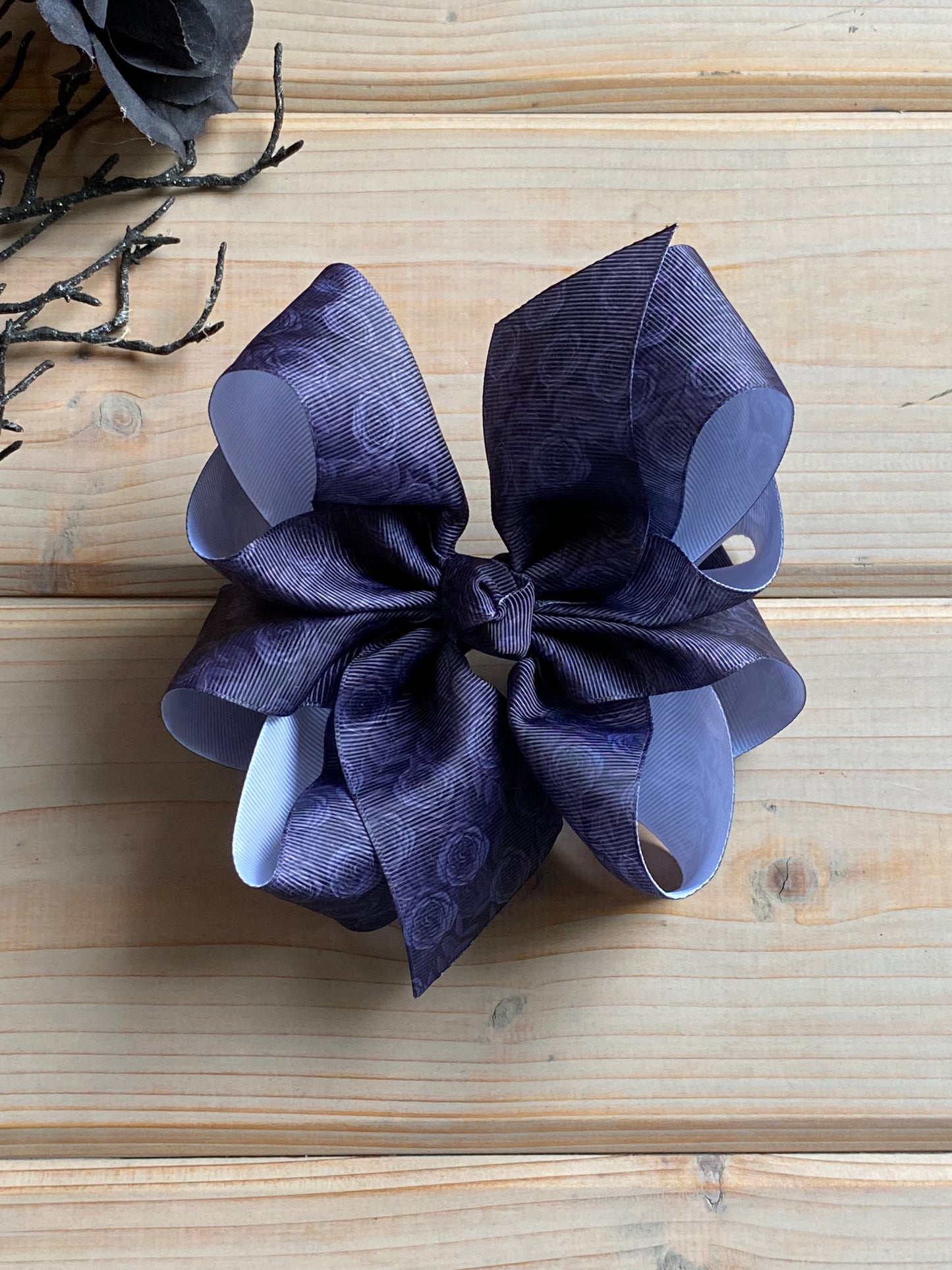 Black Roses Aesthetic XL Hair Bows - LilaReneeCreations