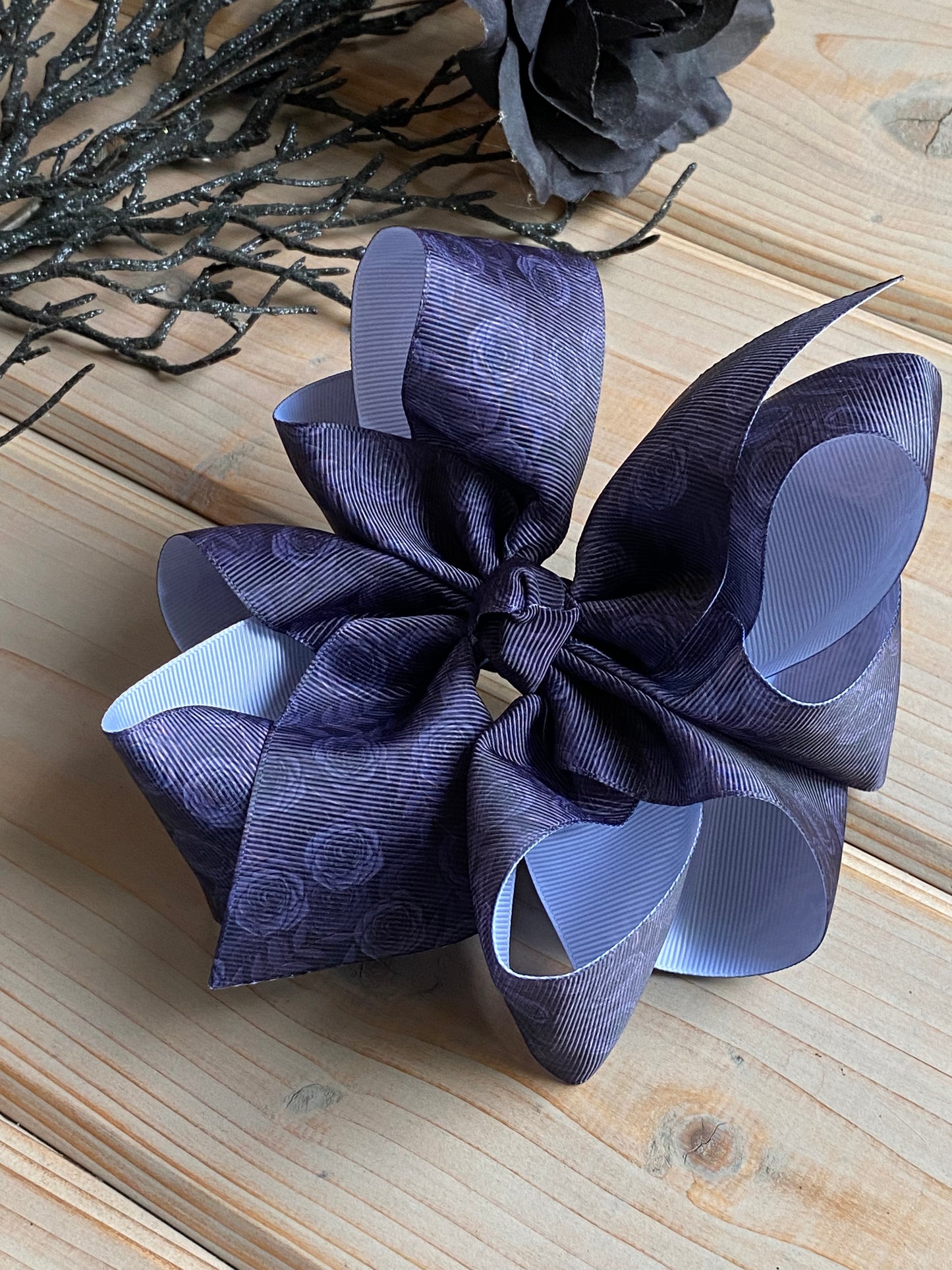 Black Roses Aesthetic XL Hair Bows - LilaReneeCreations