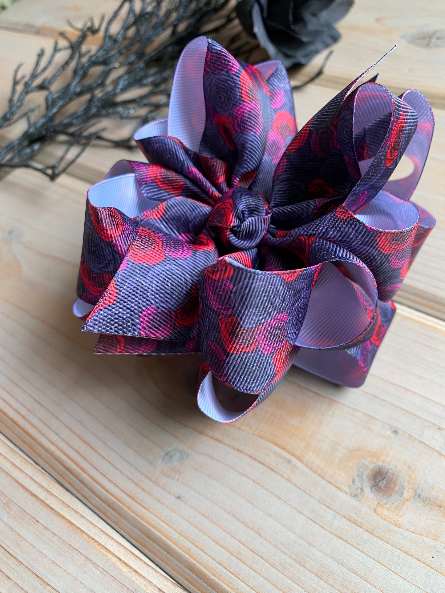 Vintage Roses Aesthetic Hair Bow - LilaReneeCreations