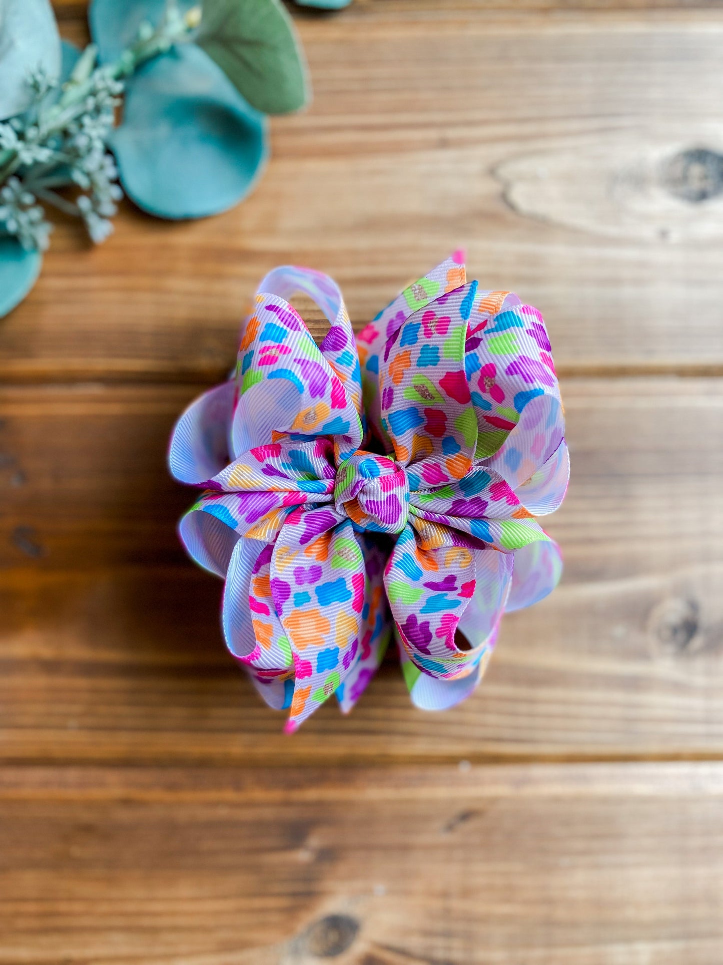 RTS Neon Leopard Hair Bows - LilaReneeCreations