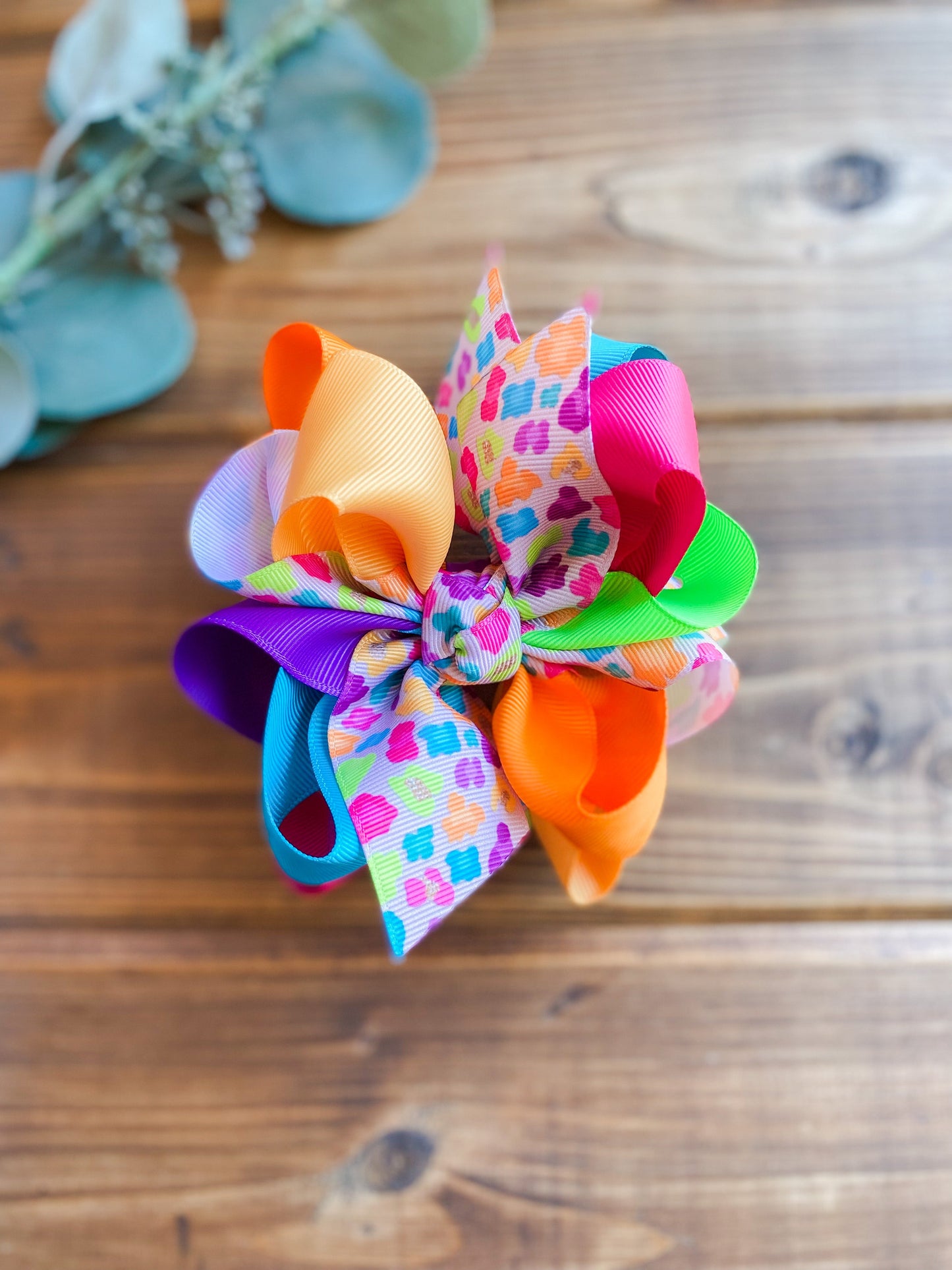RTS Neon Leopard Hair Bows - LilaReneeCreations