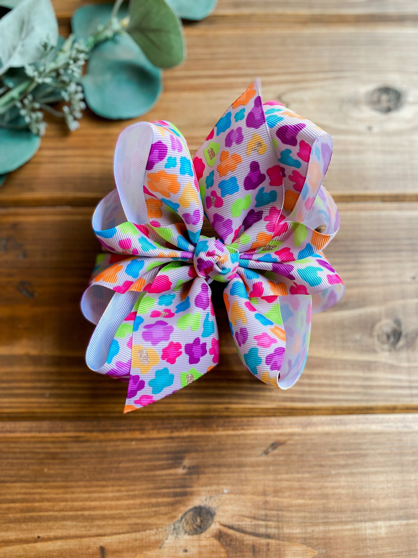 RTS Neon Leopard Hair Bows - LilaReneeCreations