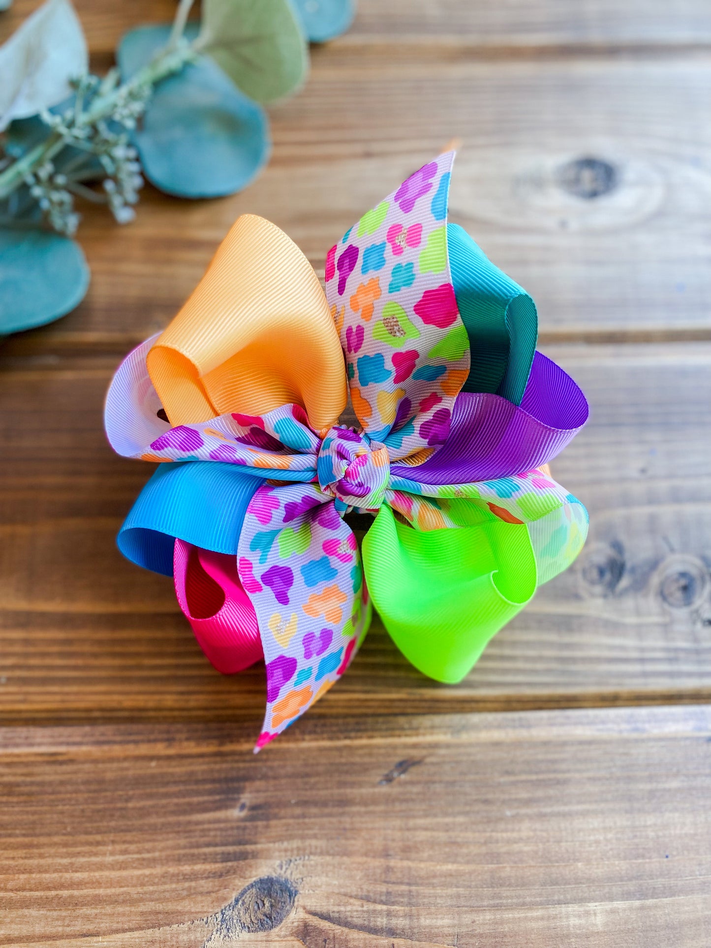 RTS Neon Leopard Hair Bows - LilaReneeCreations