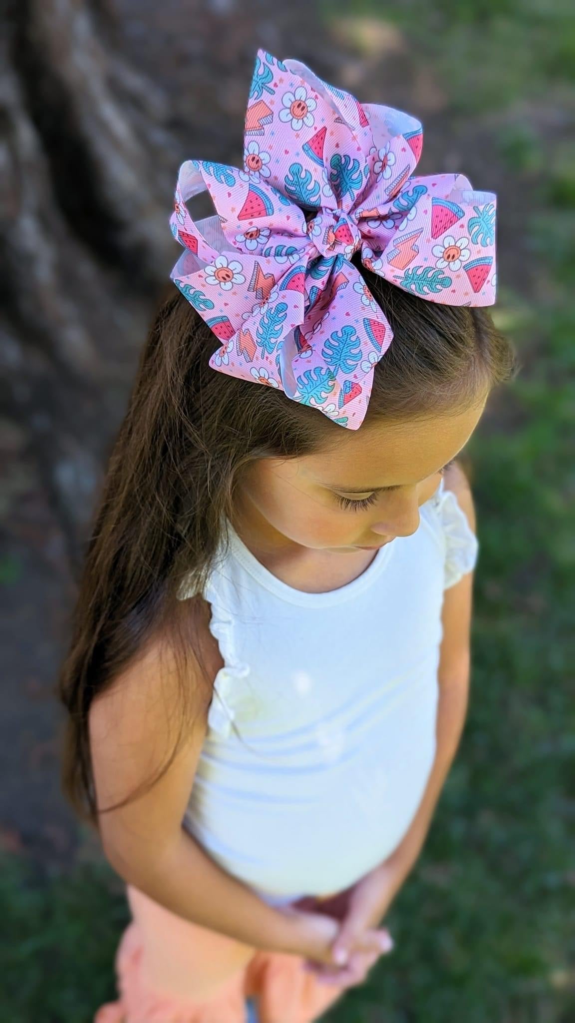 Happy Summer XL Hair Bows - LilaReneeCreations