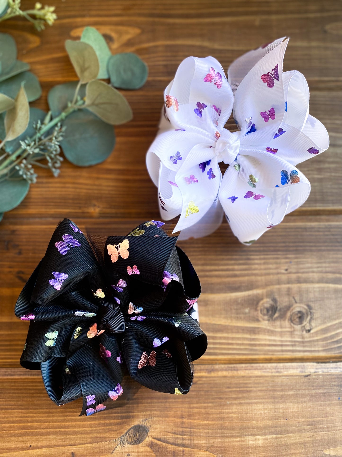 Holographic Butterflies XL Hair Bows - LilaReneeCreations