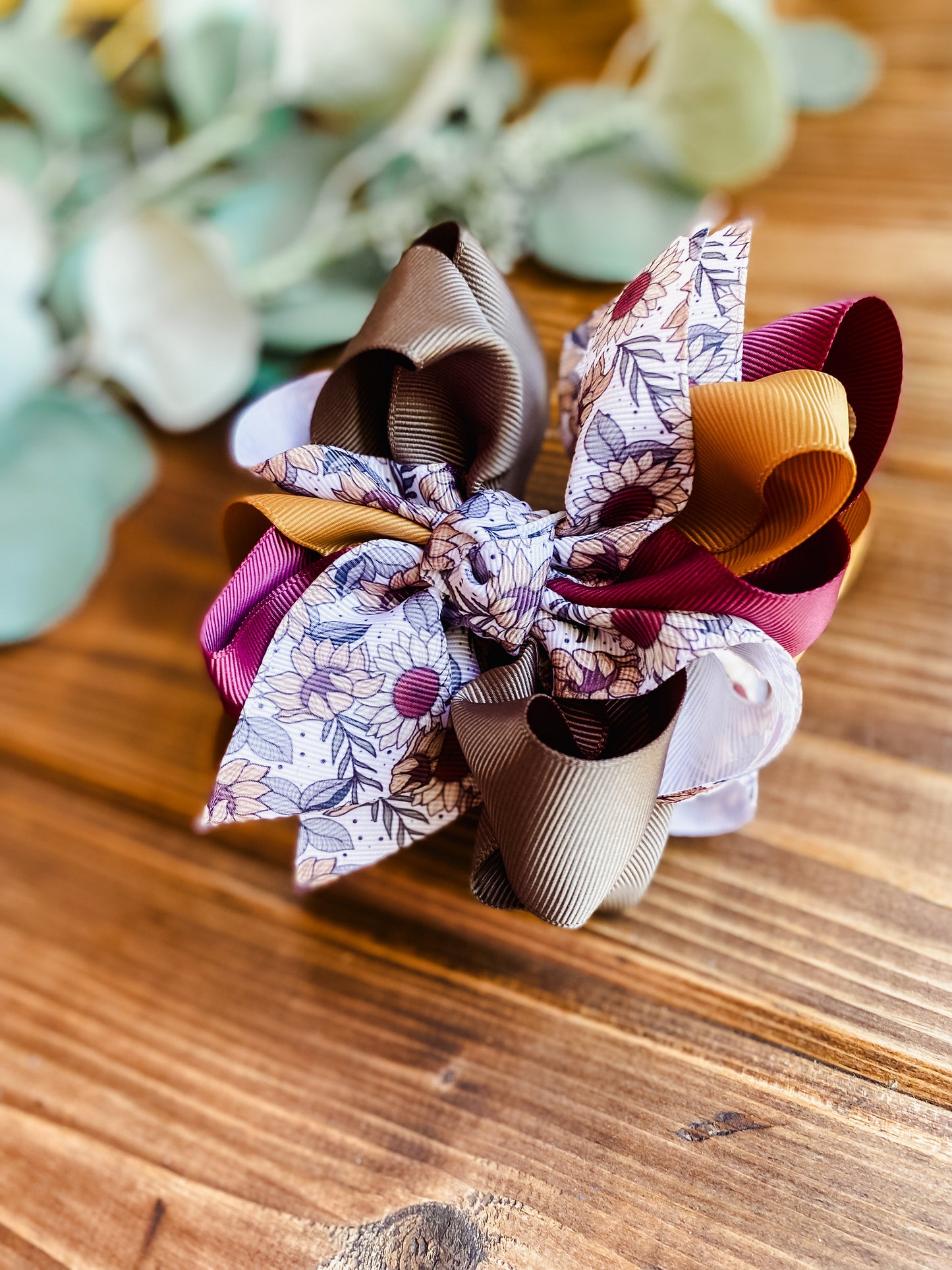 Vintage Sunflower Multicolor Hair Bows - LilaReneeCreations