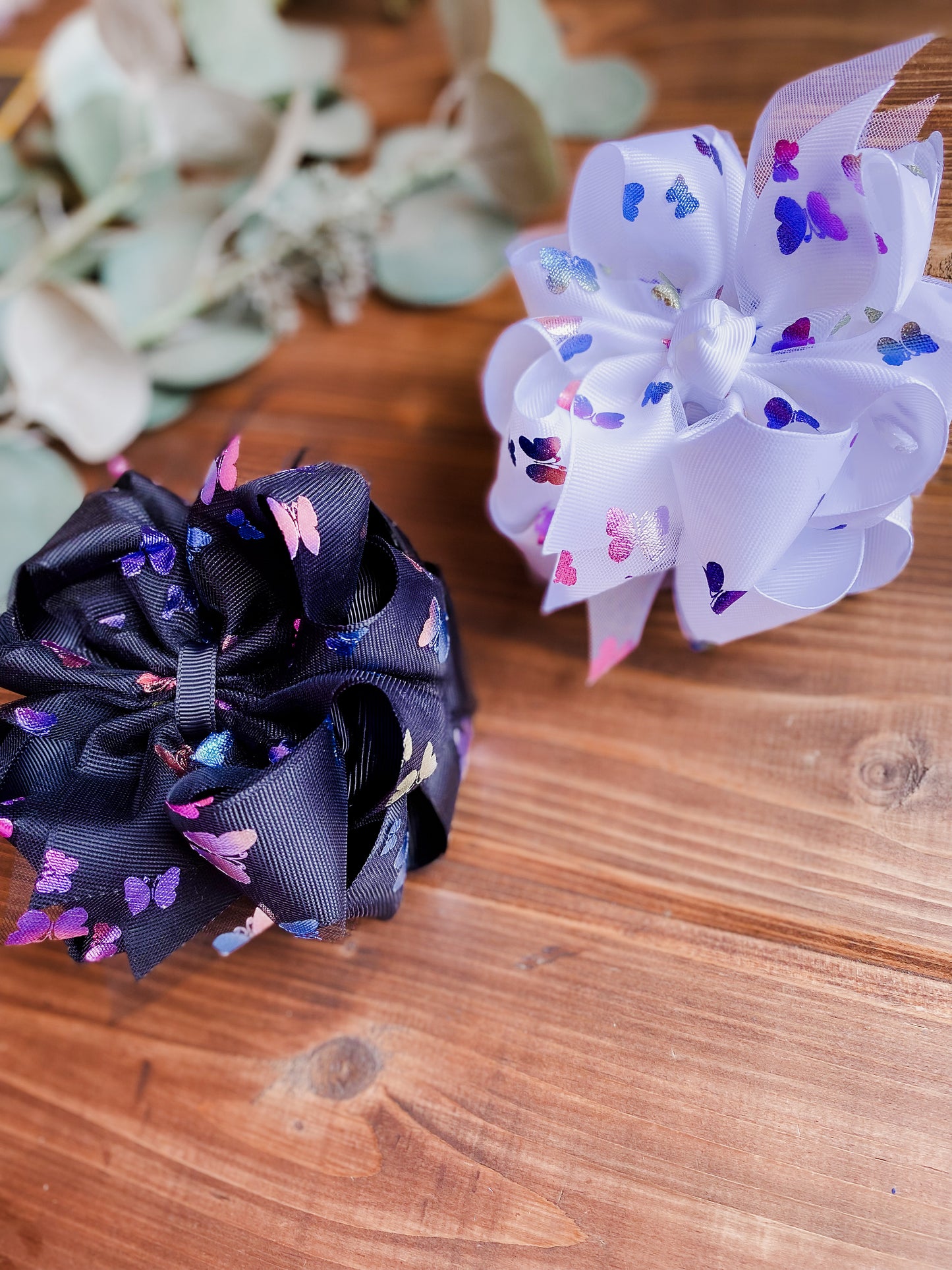 Holographic Butterflies Hair Bows - LilaReneeCreations