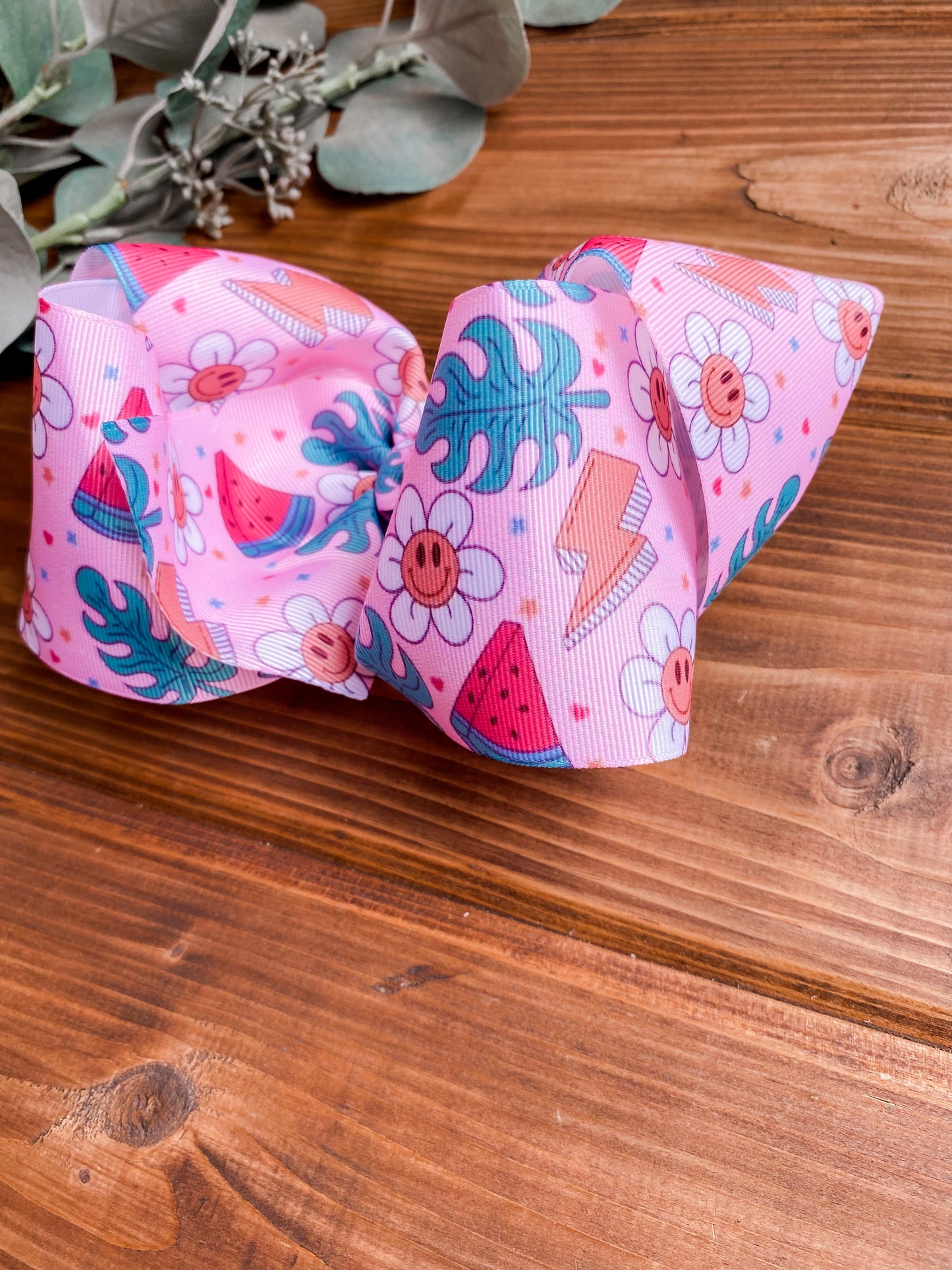 Happy Summer XXL Boutique Hair Bow - LilaReneeCreations