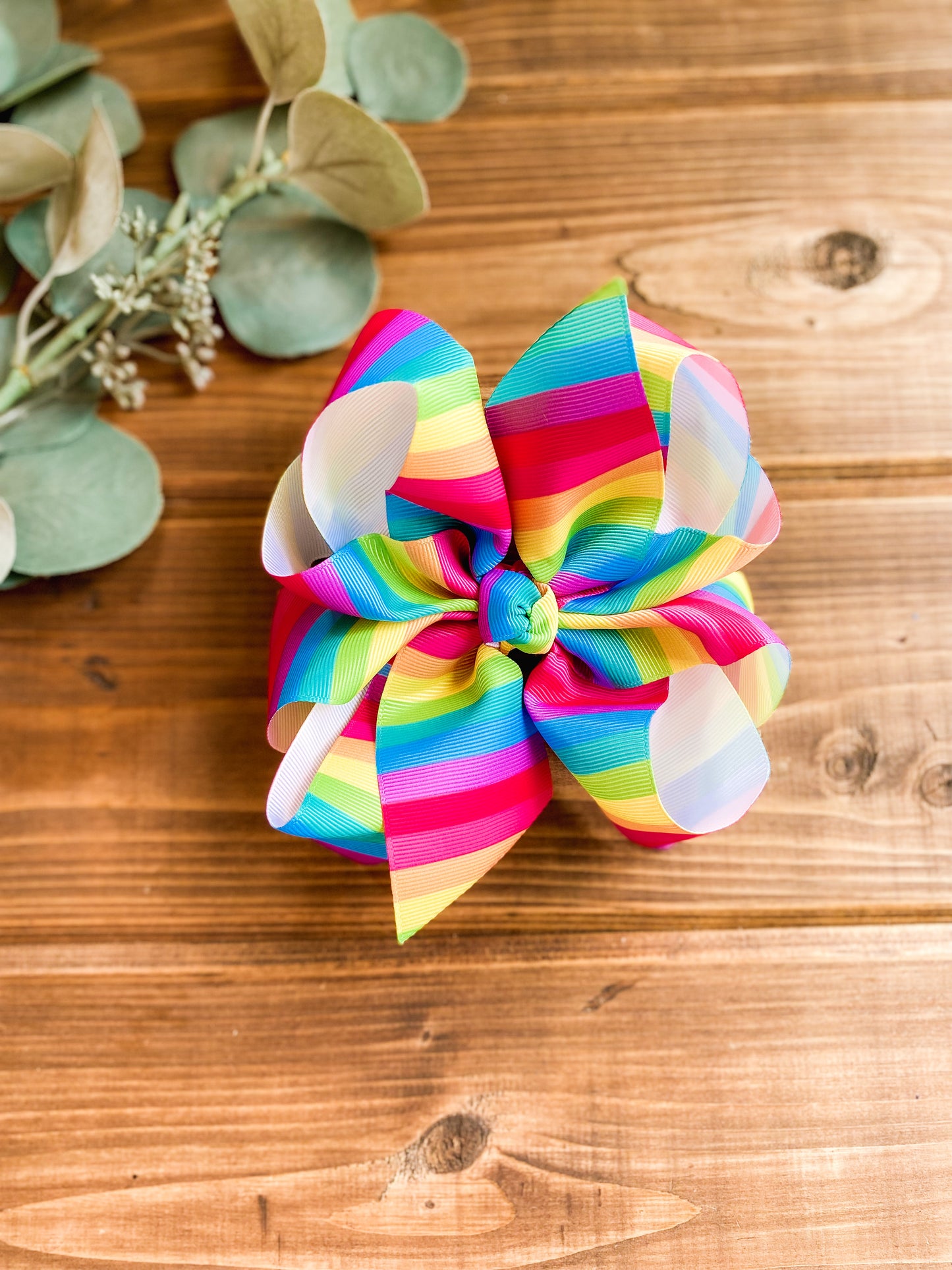 Summer Time Stripes XL Hair Bows - LilaReneeCreations