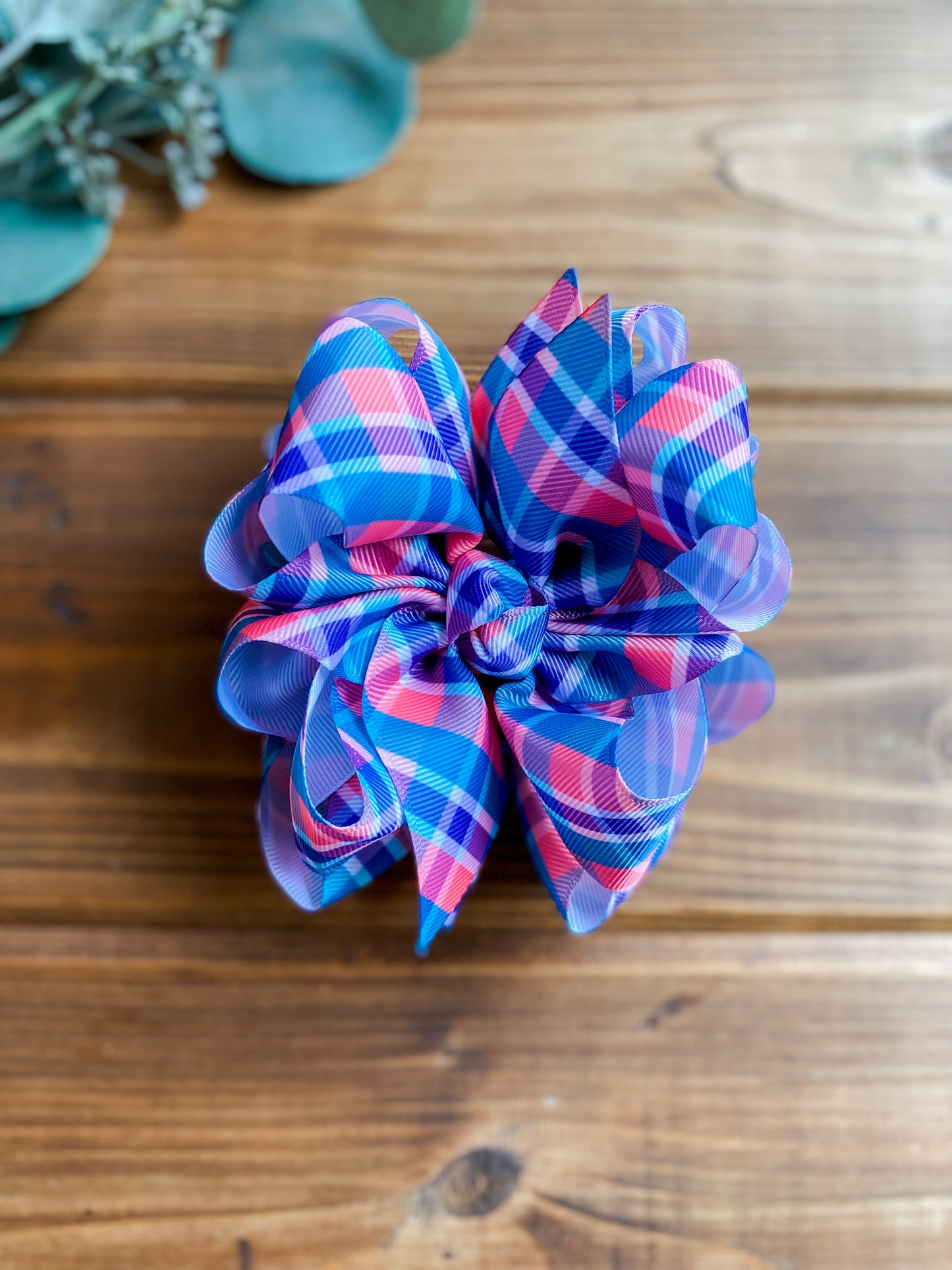 Coral Plaid Hair Bows - LilaReneeCreations