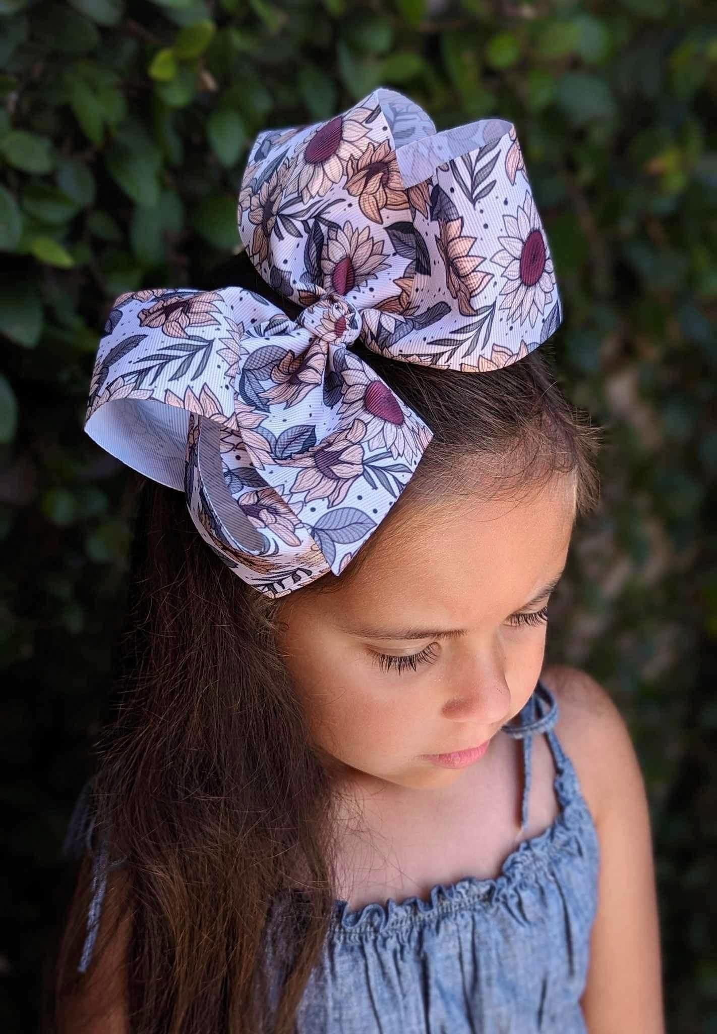 Vintage Sunflowers XXL Hair Bows - LilaReneeCreations