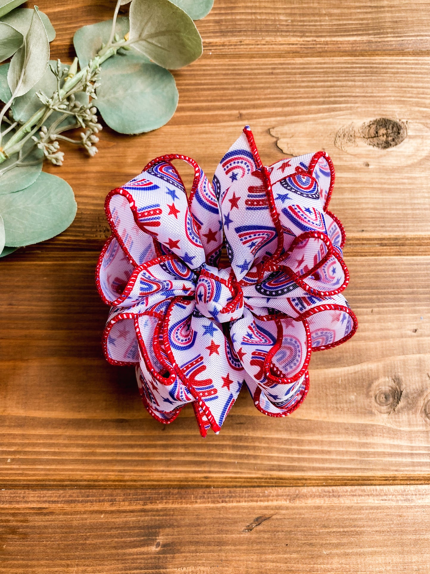 RWB Rainbow Flags Faux Burlap Hair Bows - LilaReneeCreations