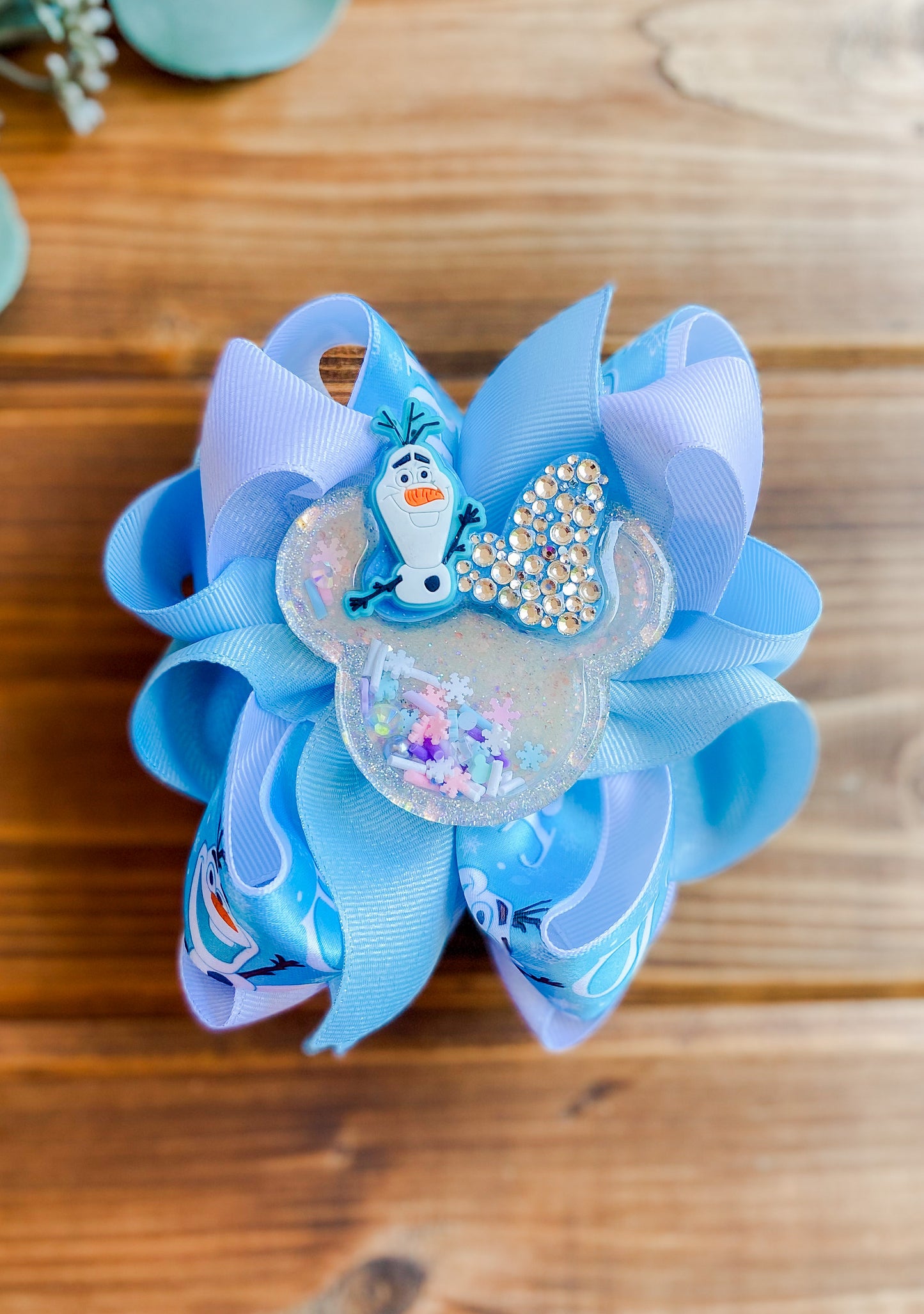 OOAK Snowguy Multi OTT Hair Bow - LilaReneeCreations