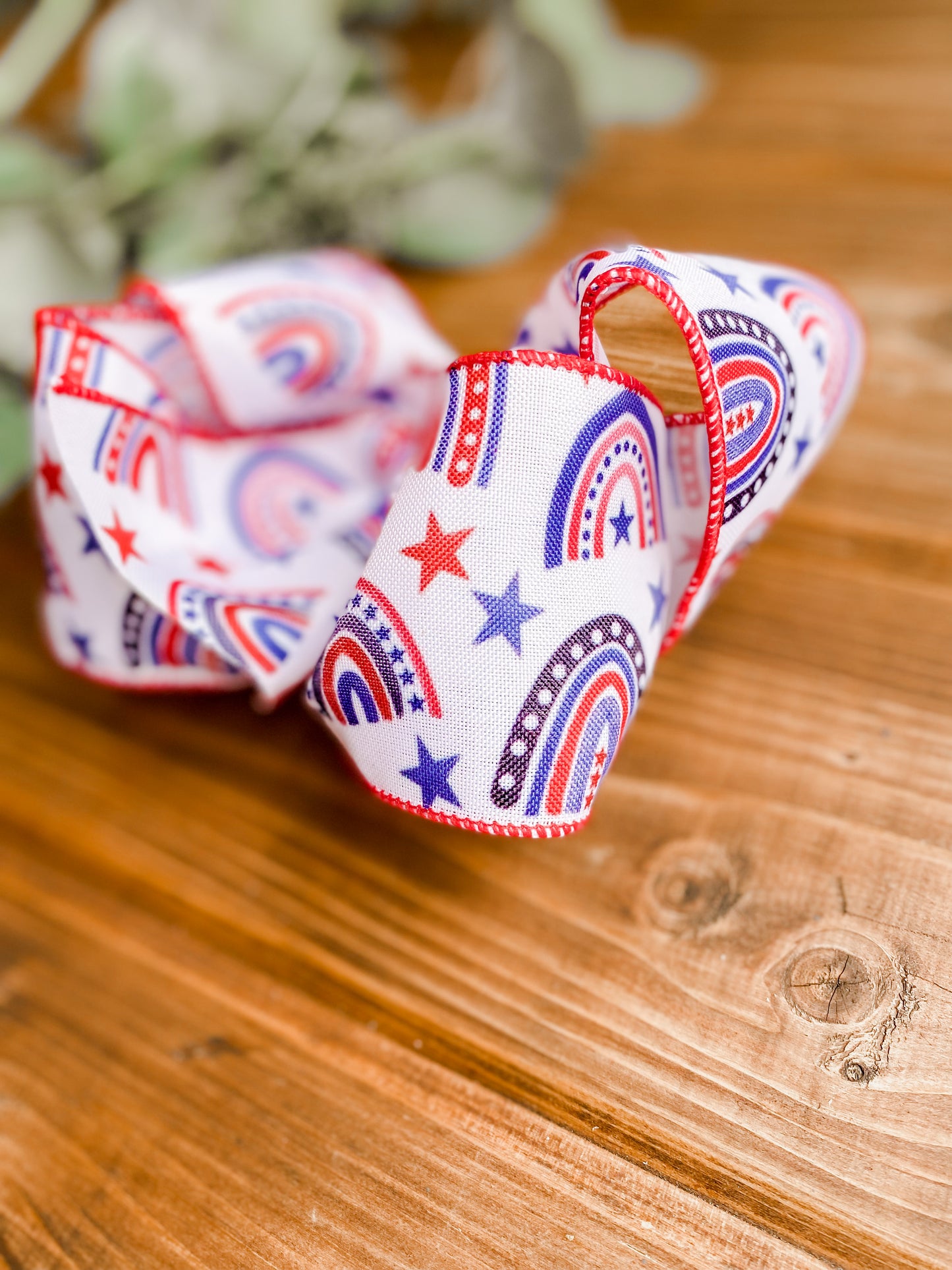 RWB Rainbow Flags Faux Burlap XXL Boutique Hair Bows - LilaReneeCreations