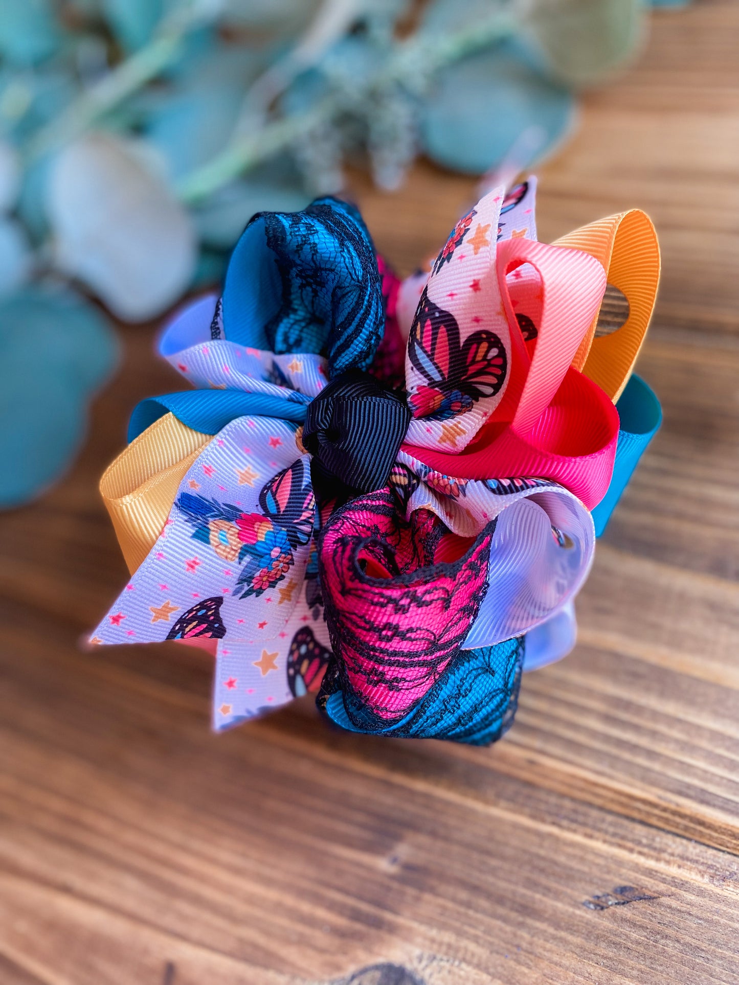 Starry Butterflies Multicolor Hair Bows - LilaReneeCreations