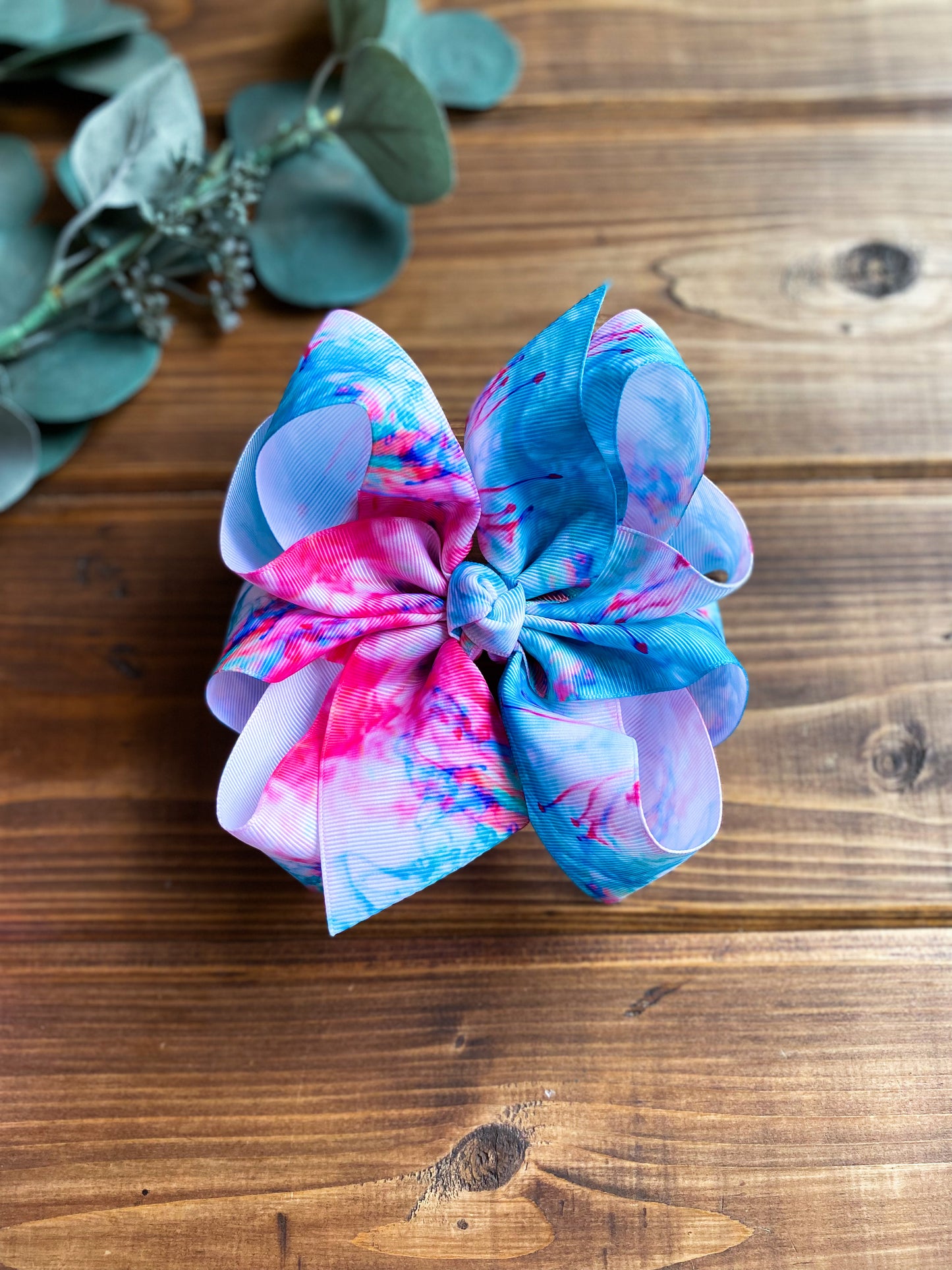 Watercolor Drops XL Hair Bows - LilaReneeCreations