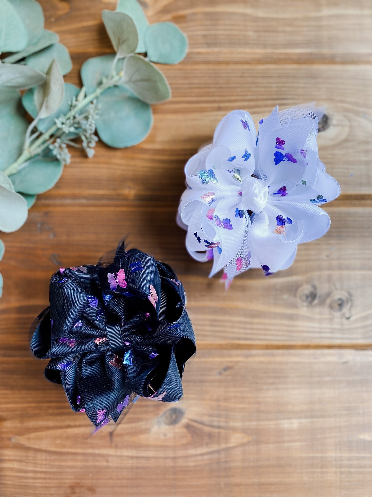 Holographic Butterflies Hair Bows - LilaReneeCreations