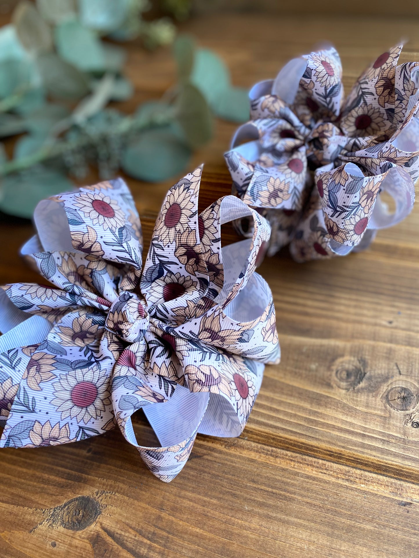 Vintage Sunflowers XL Hair Bows - LilaReneeCreations