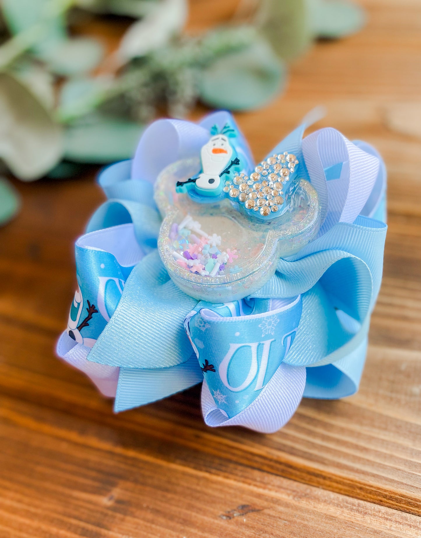OOAK Snowguy Multi OTT Hair Bow - LilaReneeCreations