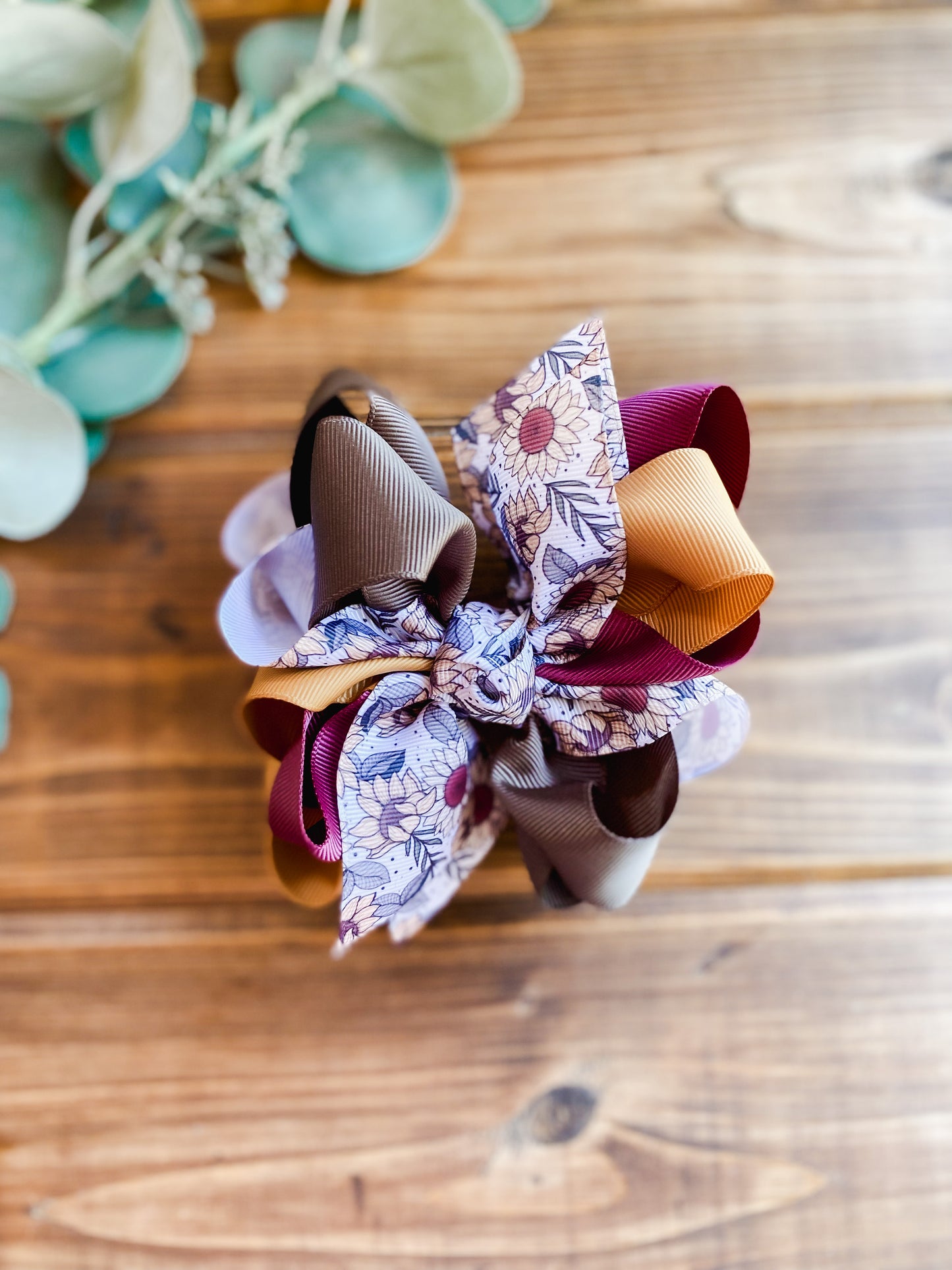 Vintage Sunflower Multicolor Hair Bows - LilaReneeCreations