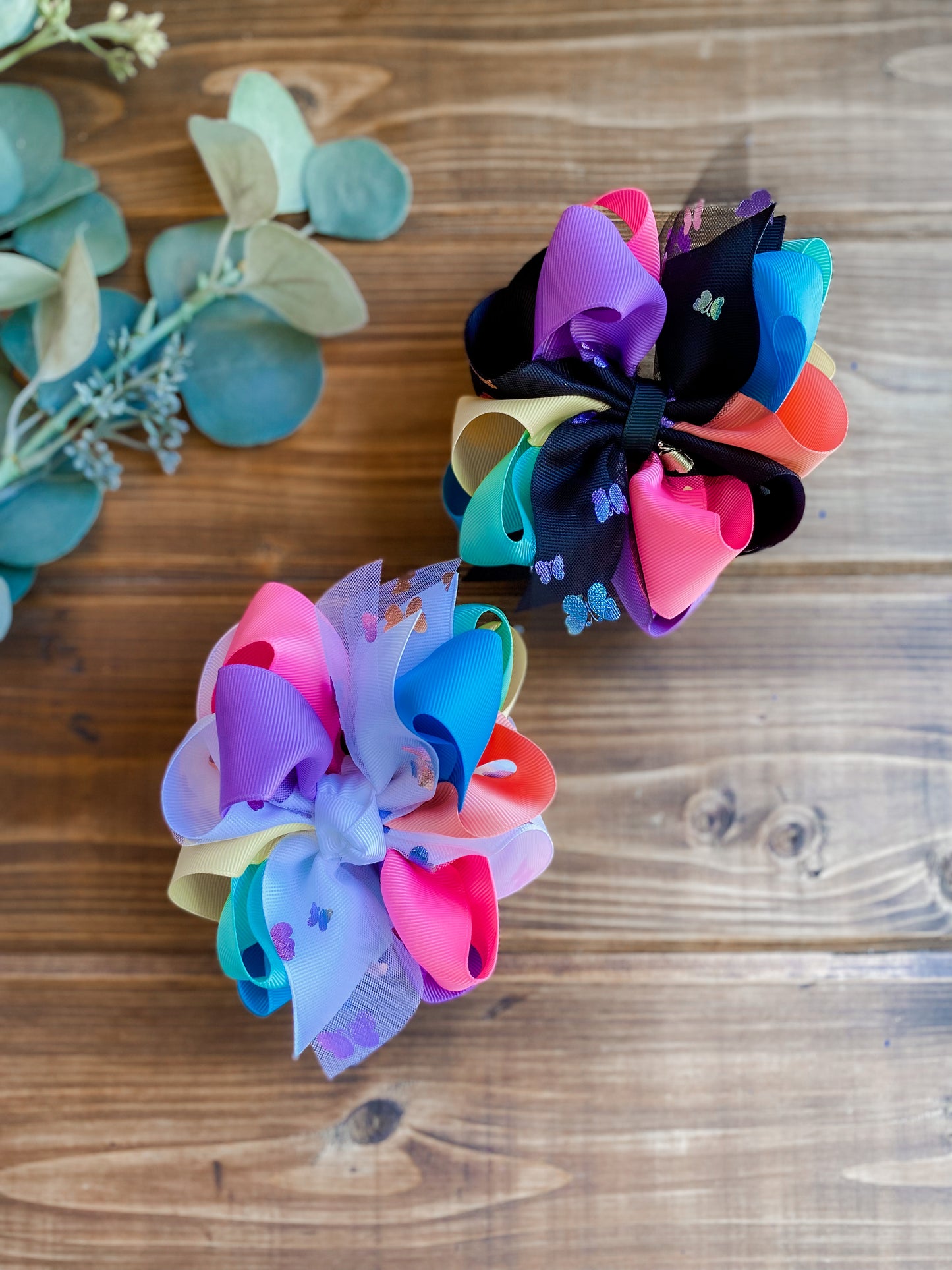 Holographic Butterflies Multicolor Hair Bows - LilaReneeCreations