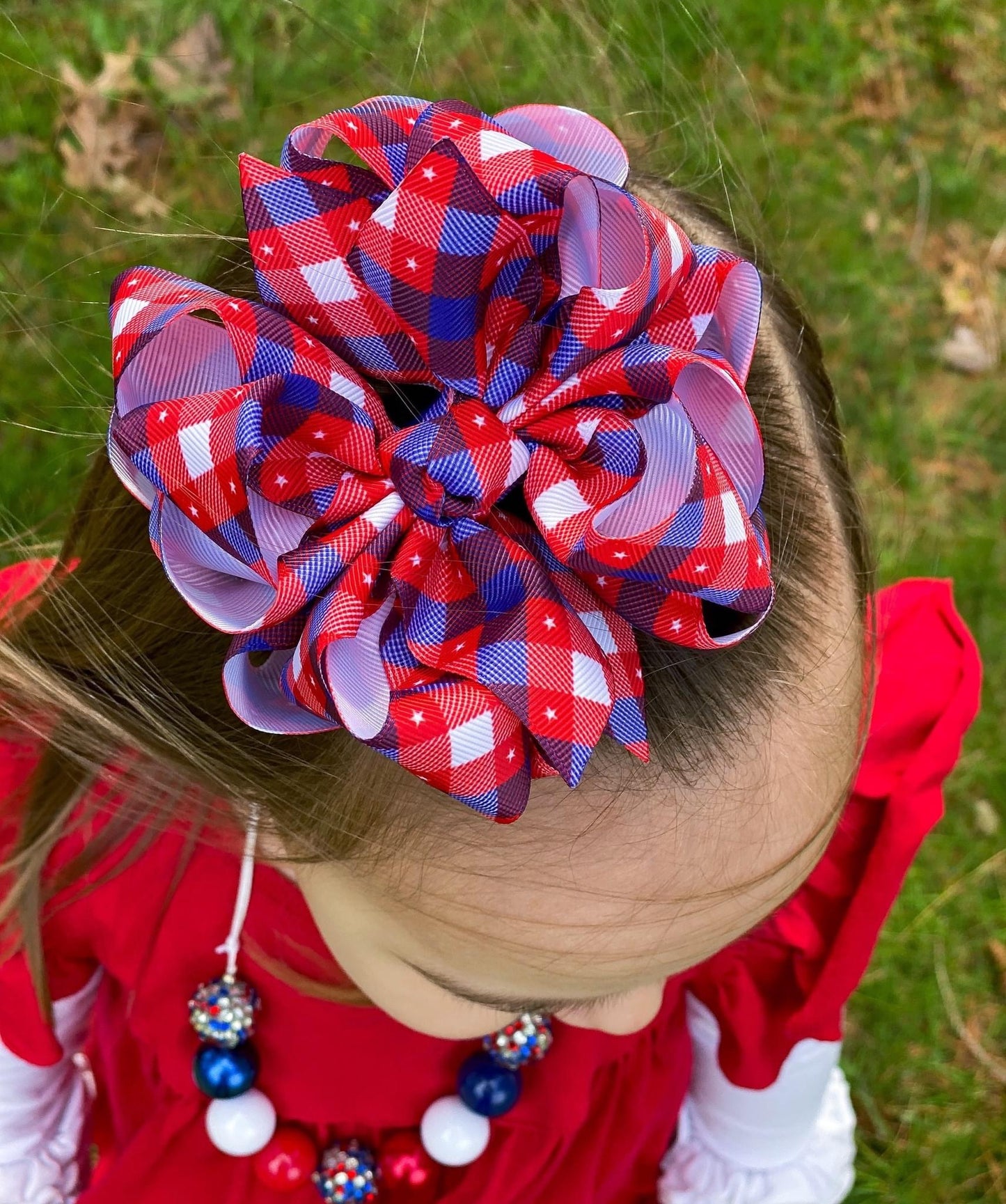 Firework Plaid Hair Bows - LilaReneeCreations