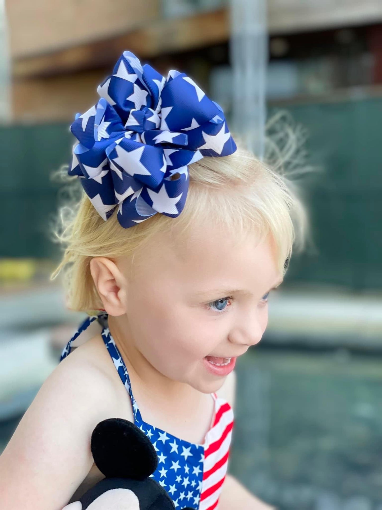 Vintage Navy Stars Hair Bows - LilaReneeCreations