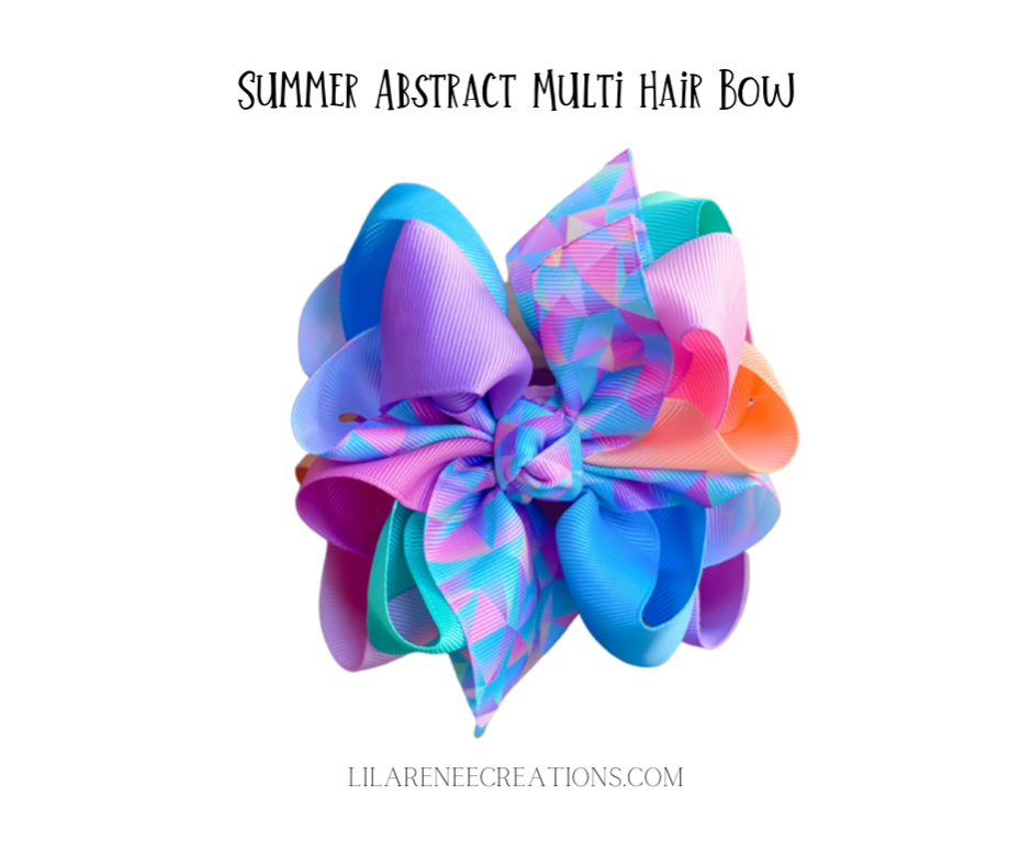 Summer Abstract Multi Hair Bow - LilaReneeCreations