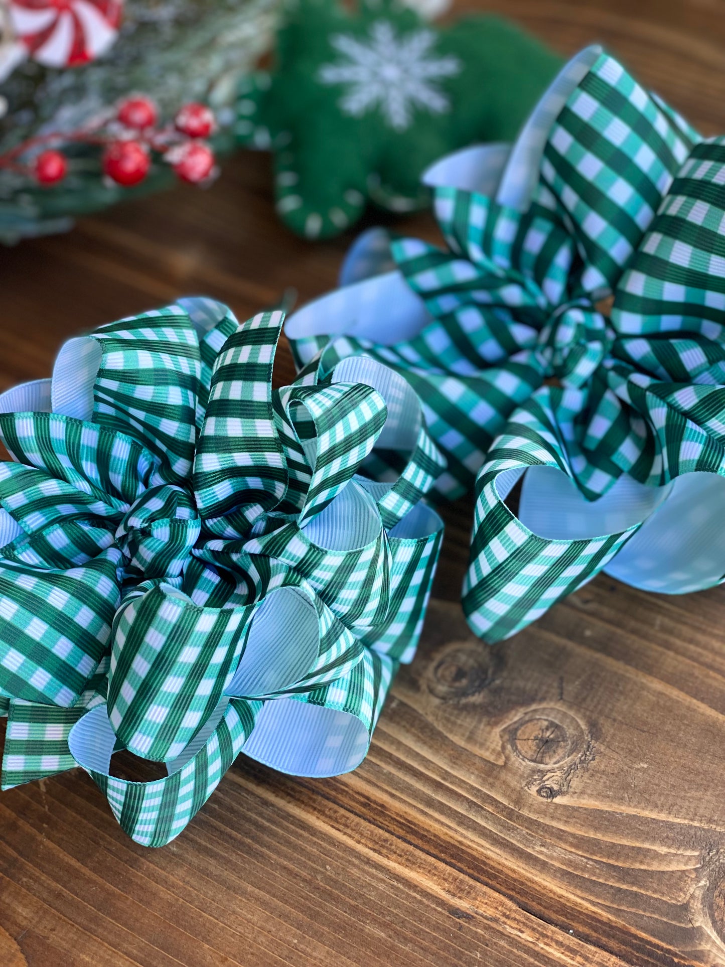 Forest Gingham Hair Bows