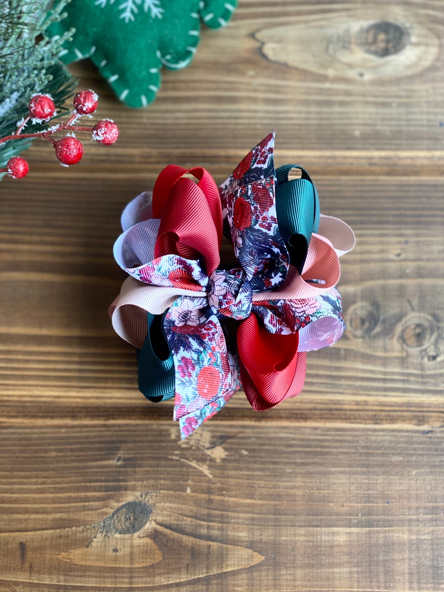 MULTI Holiday Florals Hair Bow