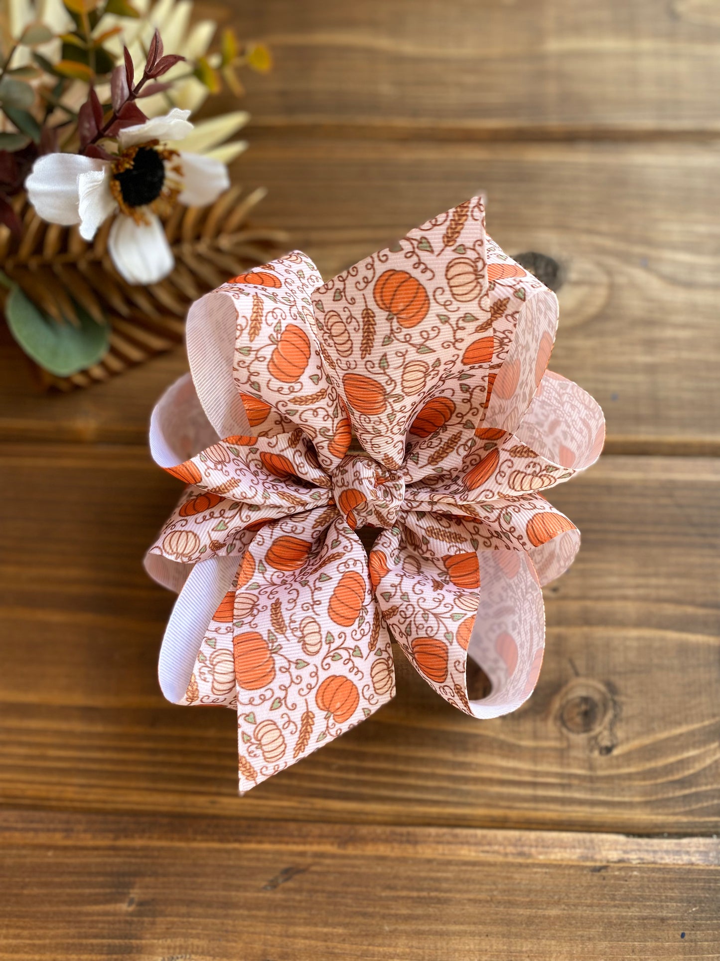 • XL • Pumpkin Spice Hair Bows - LilaReneeCreations