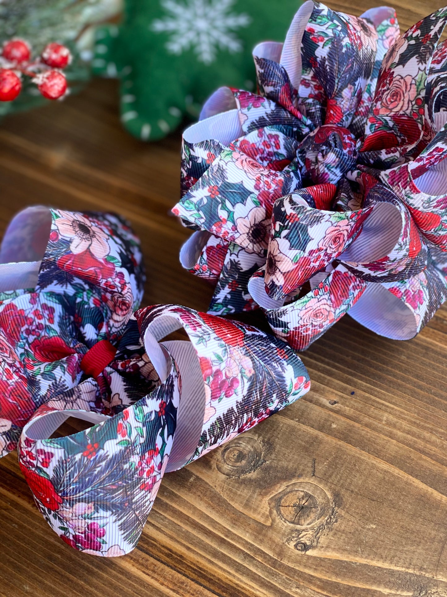 Holiday Florals Hair Bows