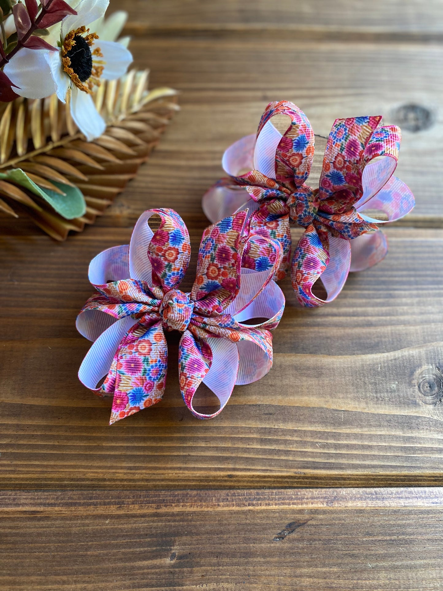 •lil ann • Tan Fall Bloom Hair Bows - LilaReneeCreations