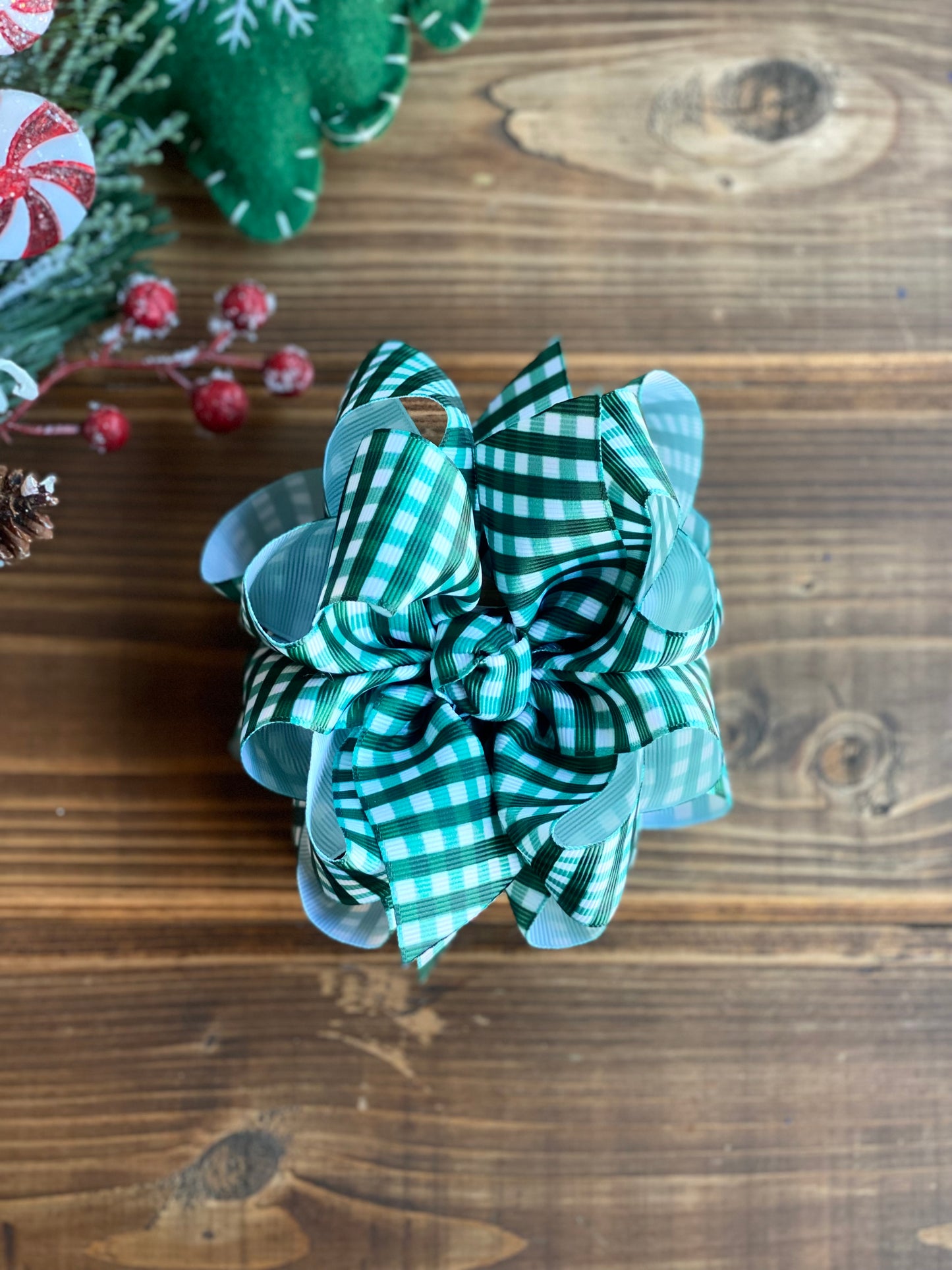 Forest Gingham Hair Bows