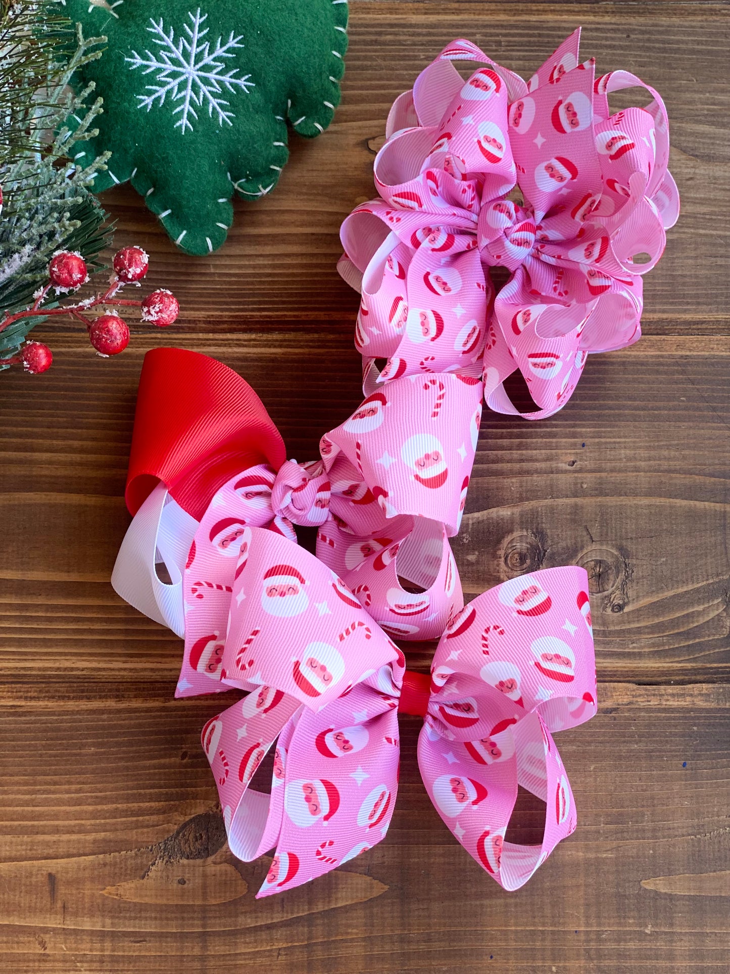 Pink Mr. Claus Hair Bows