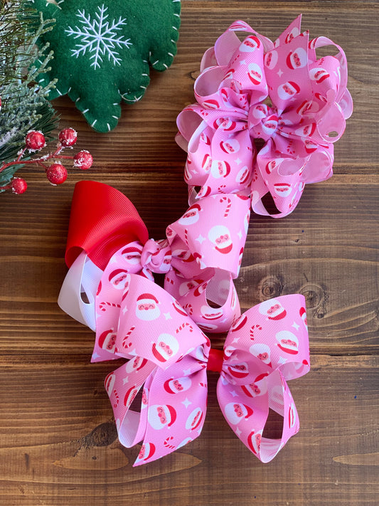 Pink Mr. Claus Hair Bows