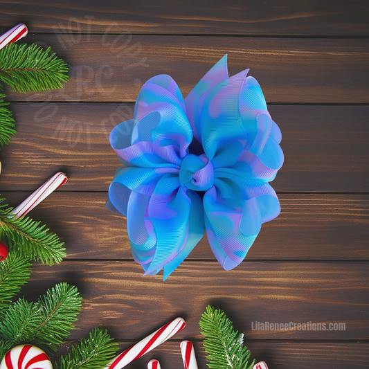 RTS Turquoise Purple Swirl Hair Bow