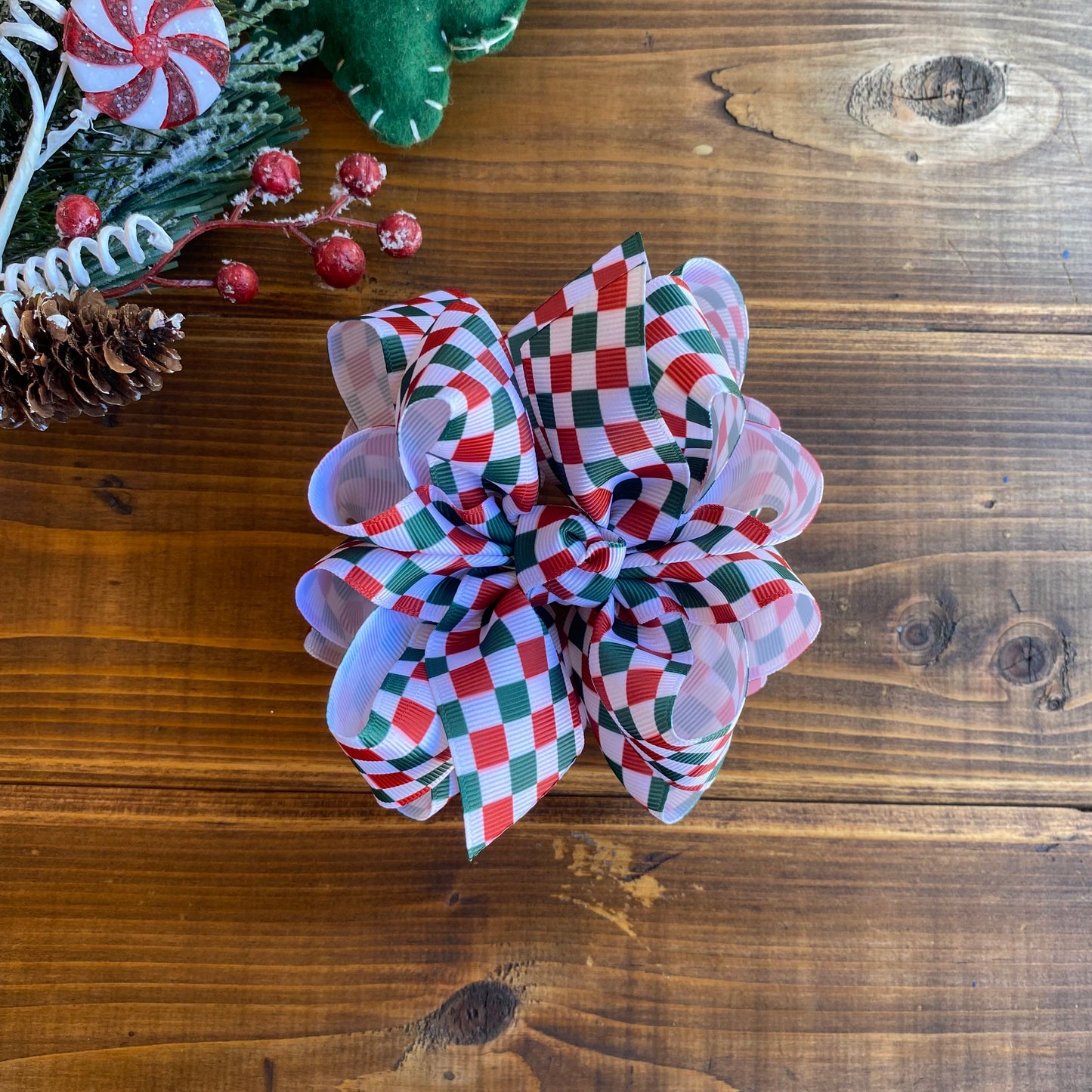 Holiday Checkers Hair Bows