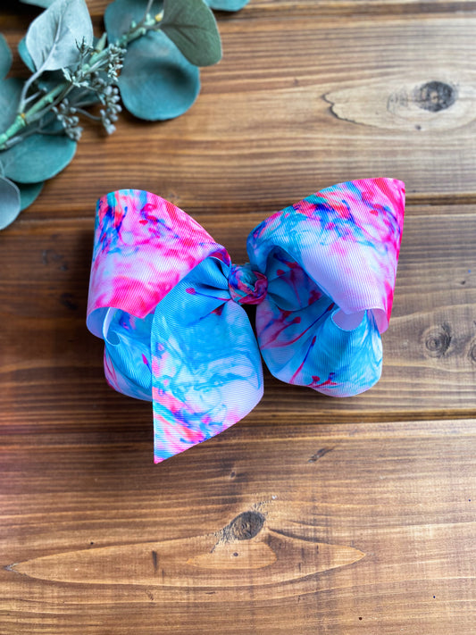 RTS Watercolor Drops XXL Boutique Hair Bows - LilaReneeCreations