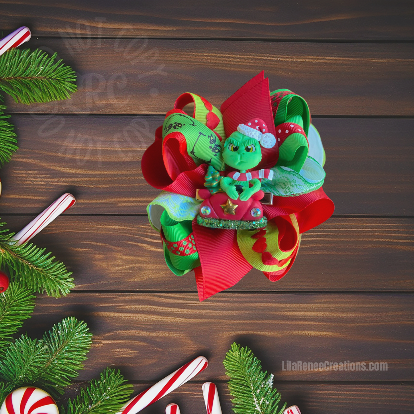 RTS OOAK Grinch Behind the Wheel Hair Bow