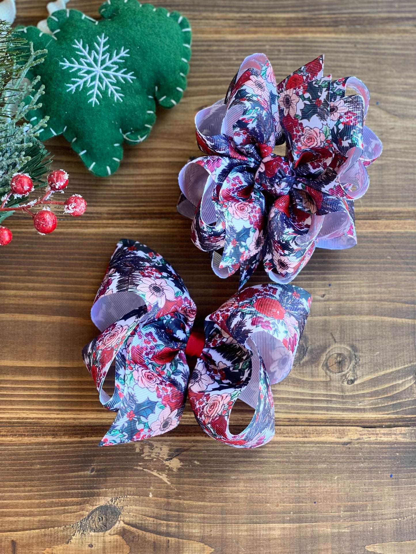 Holiday Florals Hair Bows